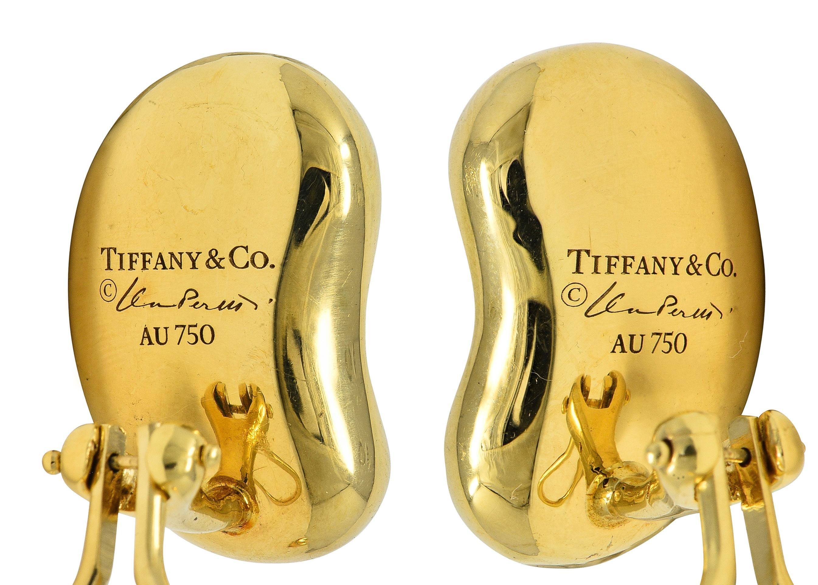 Elsa Peretti for Tiffany & Co. 18 Karat Gelbgold Vintage Bean Ohr-Clip Ohrringe im Angebot 1
