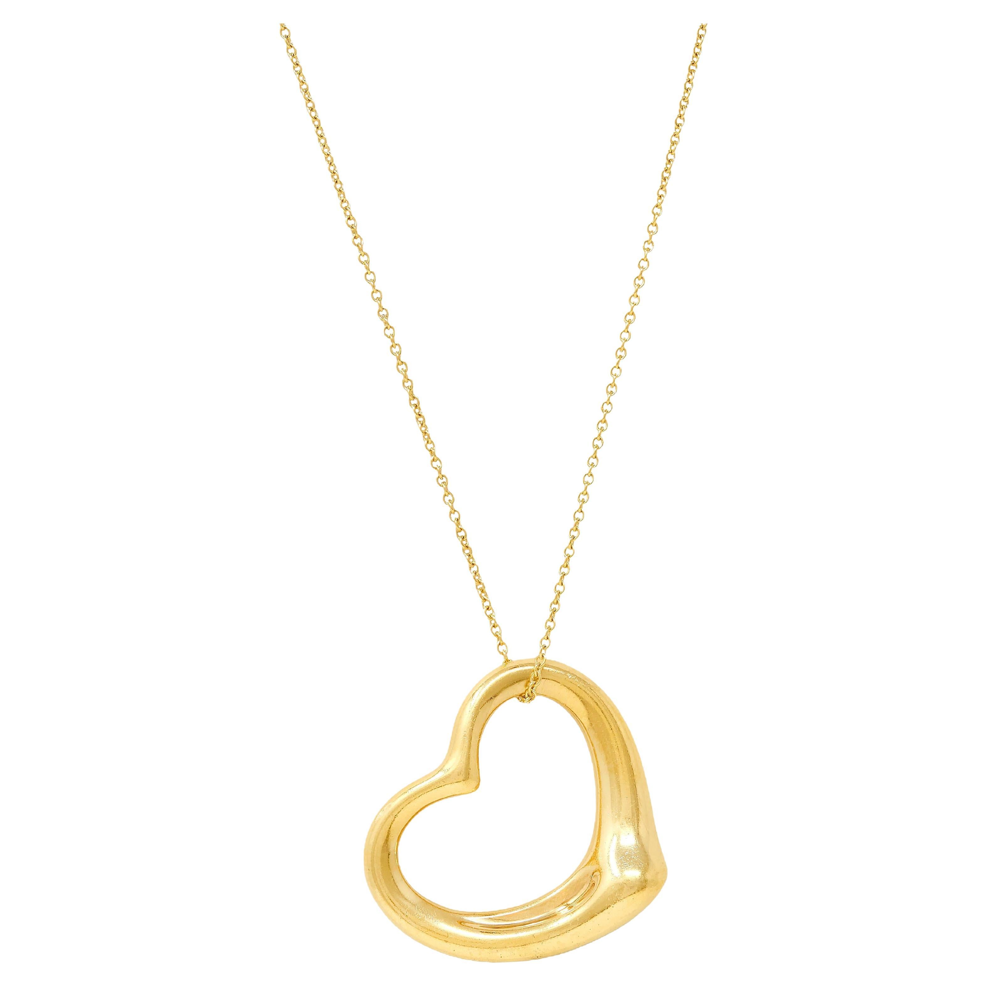 Elsa Peretti Tiffany 
Co. 18 Karat Yellow Gold Vintage Open Heart Necklace im Angebot