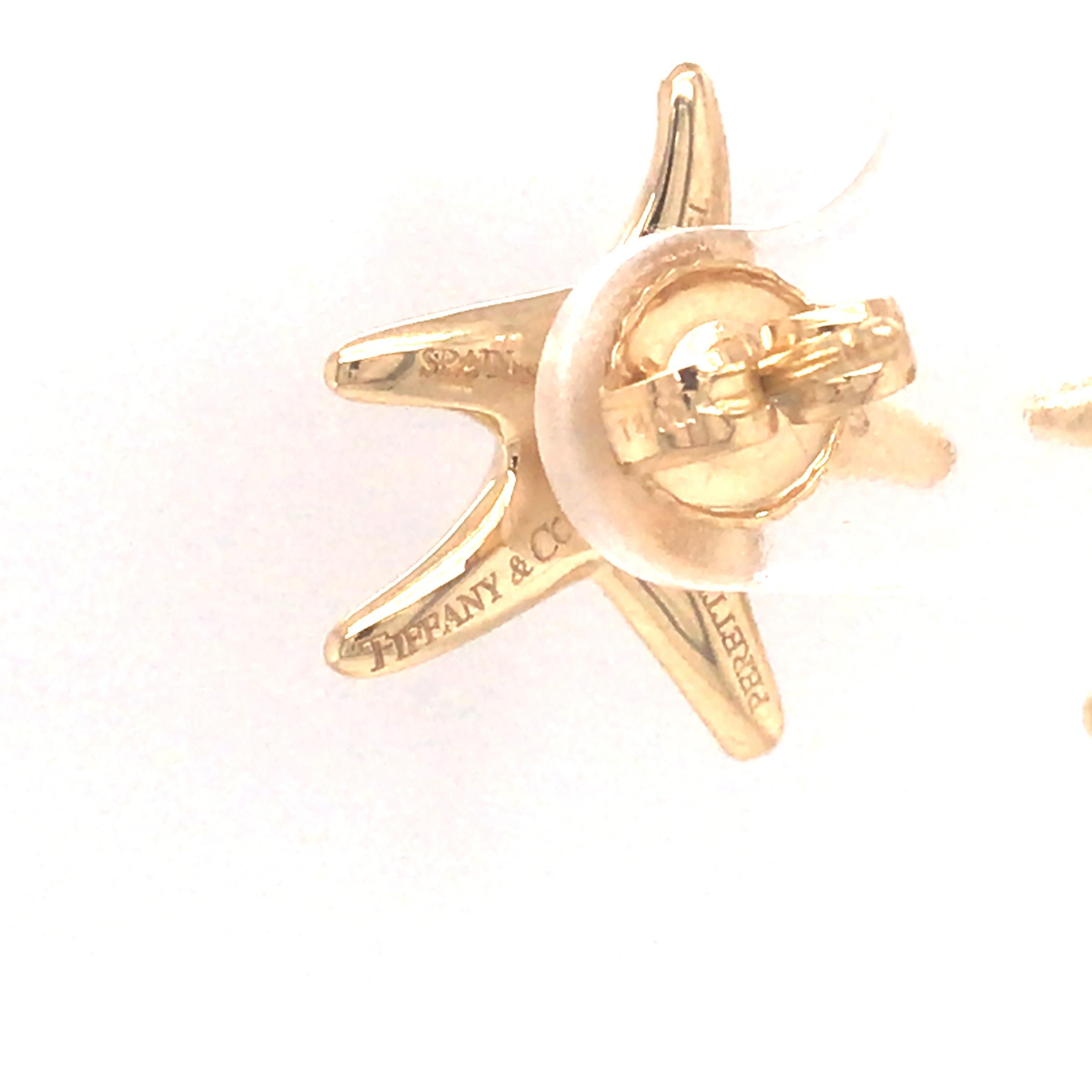 Elsa Peretti Tiffany & Co. 18K Yellow Gold Starfish Stud Earrings In Good Condition In Boca Raton, FL