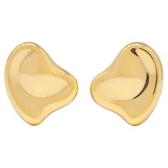 Elsa Peretti pour Tiffany & Co. 1980, boucles d'oreilles vintage en or jaune 18 carats en forme de cœur