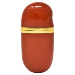 Vintage Elsa Peretti Tiffany & Co. 1980's Jasper 18 Karat Gold Bean Pill Box Lighter