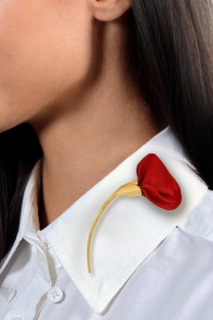 Elsa Peretti for Tiffany & Co. 1980's Silk 18K Gold Vintage Amapola Flower Brooch