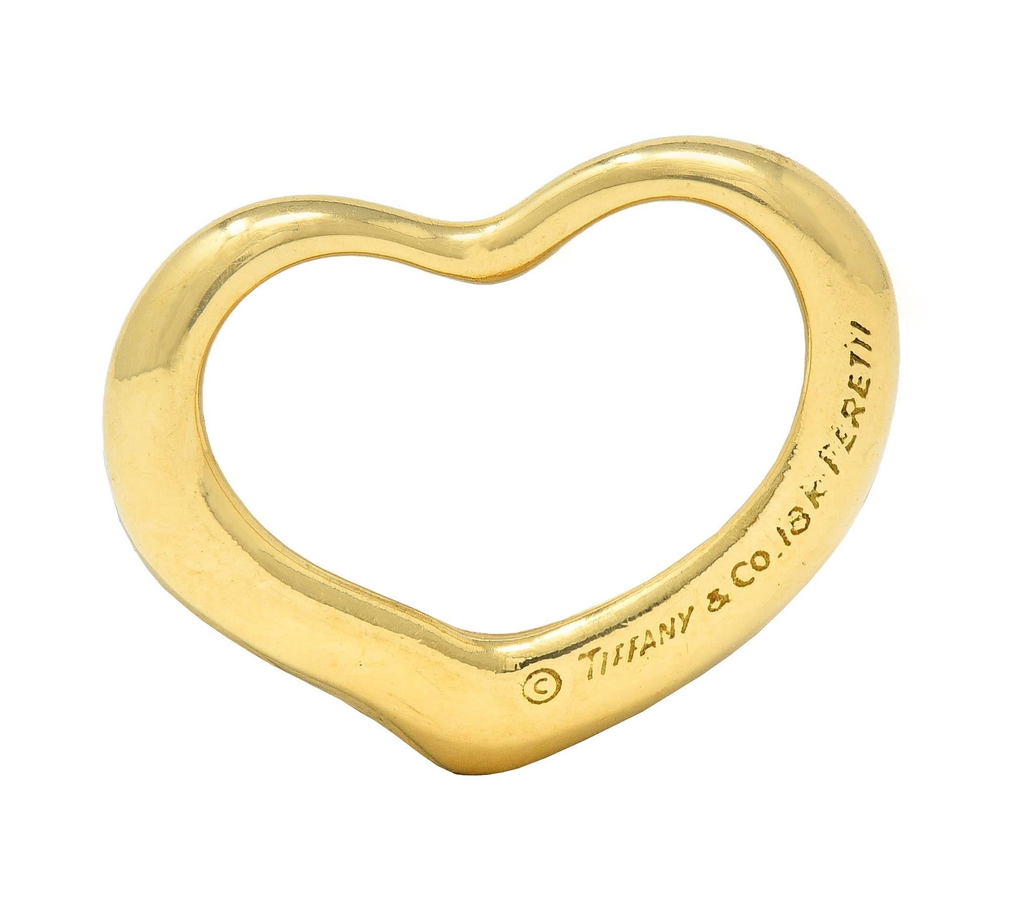 Elsa Peretti Tiffany & Co. 1990 18 Karat Gelbgold Vintage Offener Herz-Anhänger mit offenem Herz im Zustand „Hervorragend“ in Philadelphia, PA