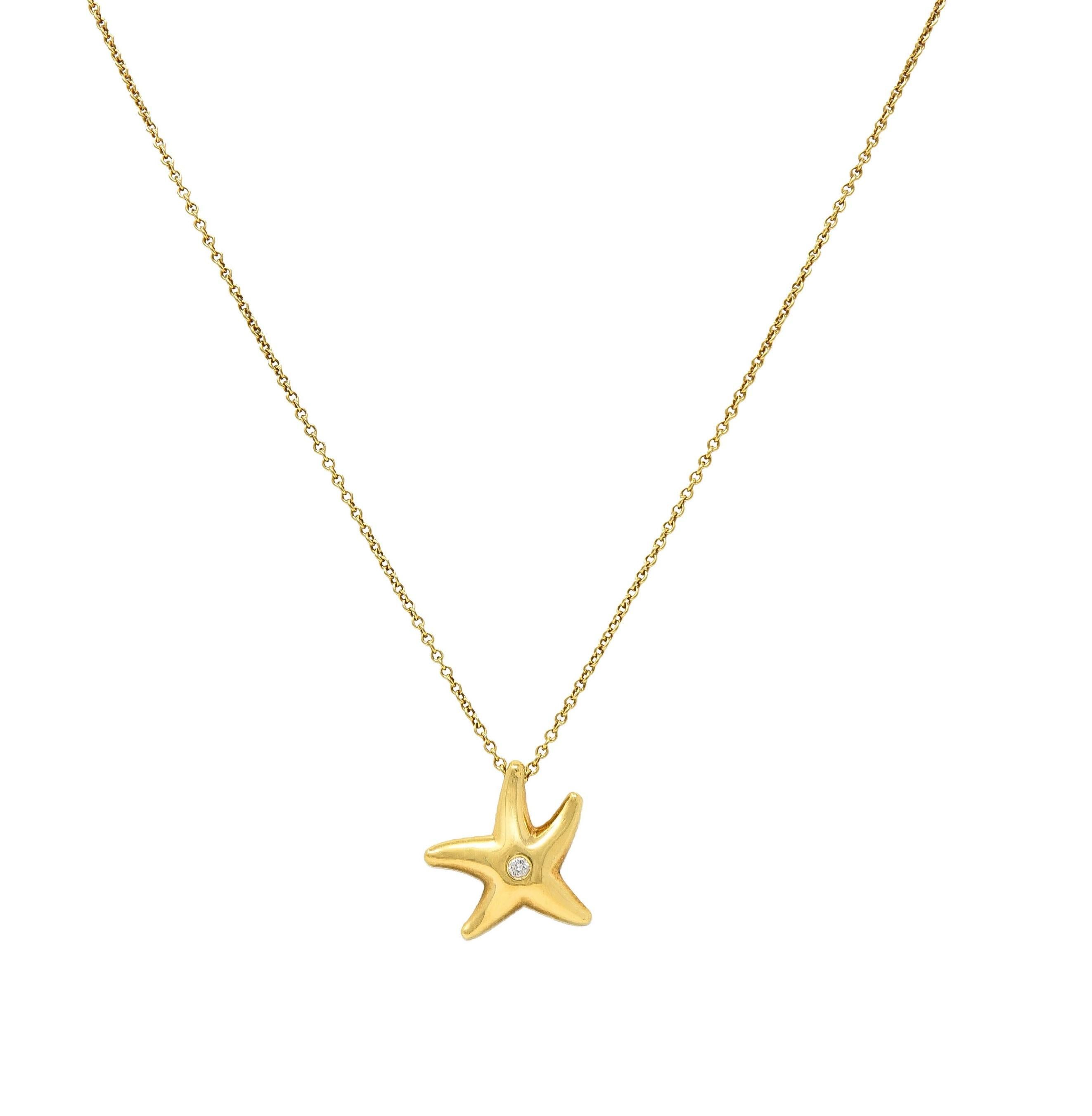 Elsa Peretti Tiffany & Co 1990's 18 Karat Gold Vintage Starfish Pendant Necklace 7
