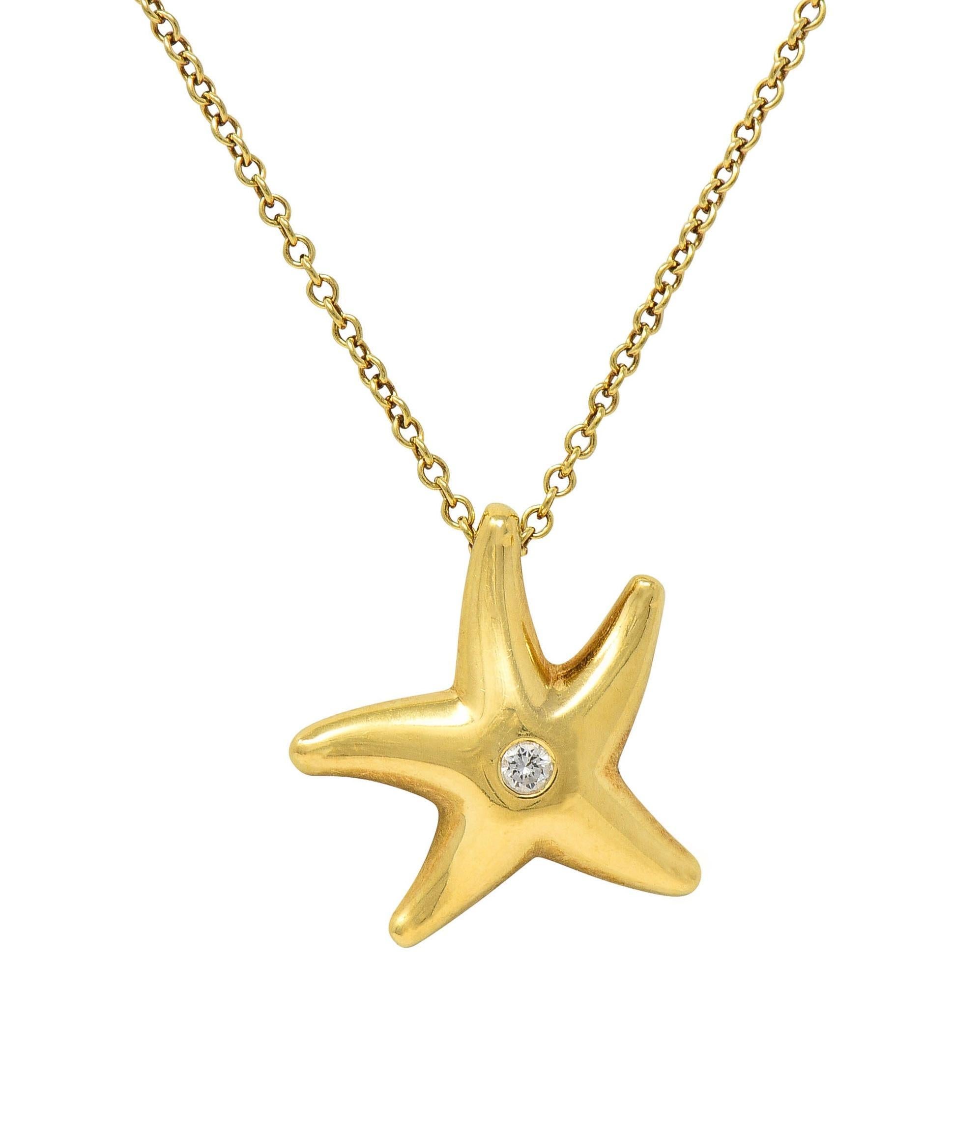 Elsa Peretti Tiffany & Co 1990's 18 Karat Gold Vintage Starfish Pendant Necklace 2