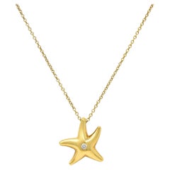 Elsa Peretti Tiffany & Co 1990's 18 Karat Gold Vintage Starfish Pendant Necklace