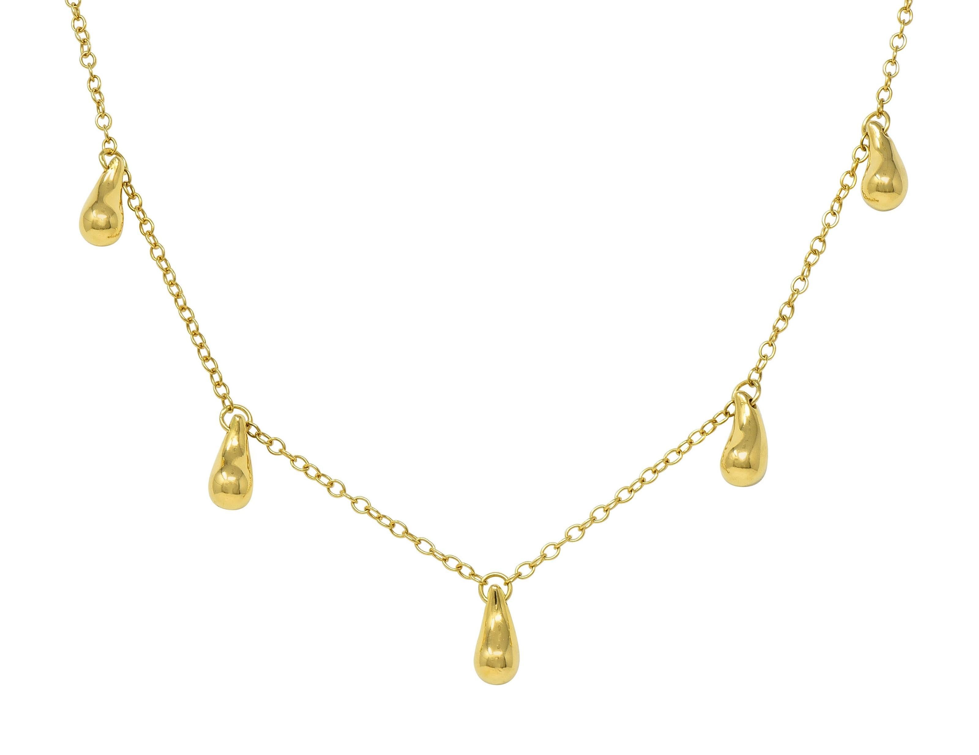 Elsa Peretti Tiffany & Co. 1990's 18 Karat Yellow Gold Vintage Teardrop Necklace 8