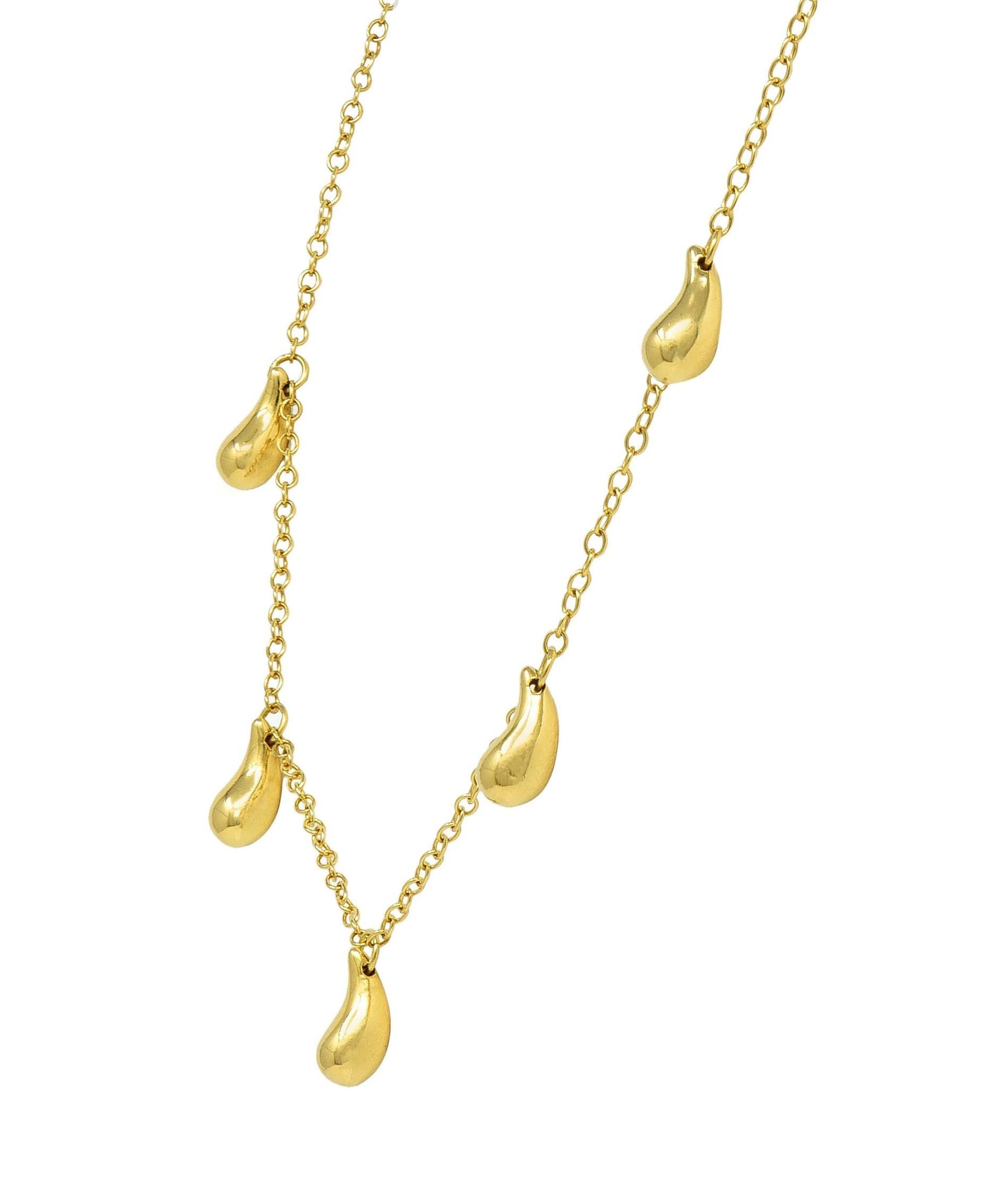 Women's or Men's Elsa Peretti Tiffany & Co. 1990's 18 Karat Yellow Gold Vintage Teardrop Necklace