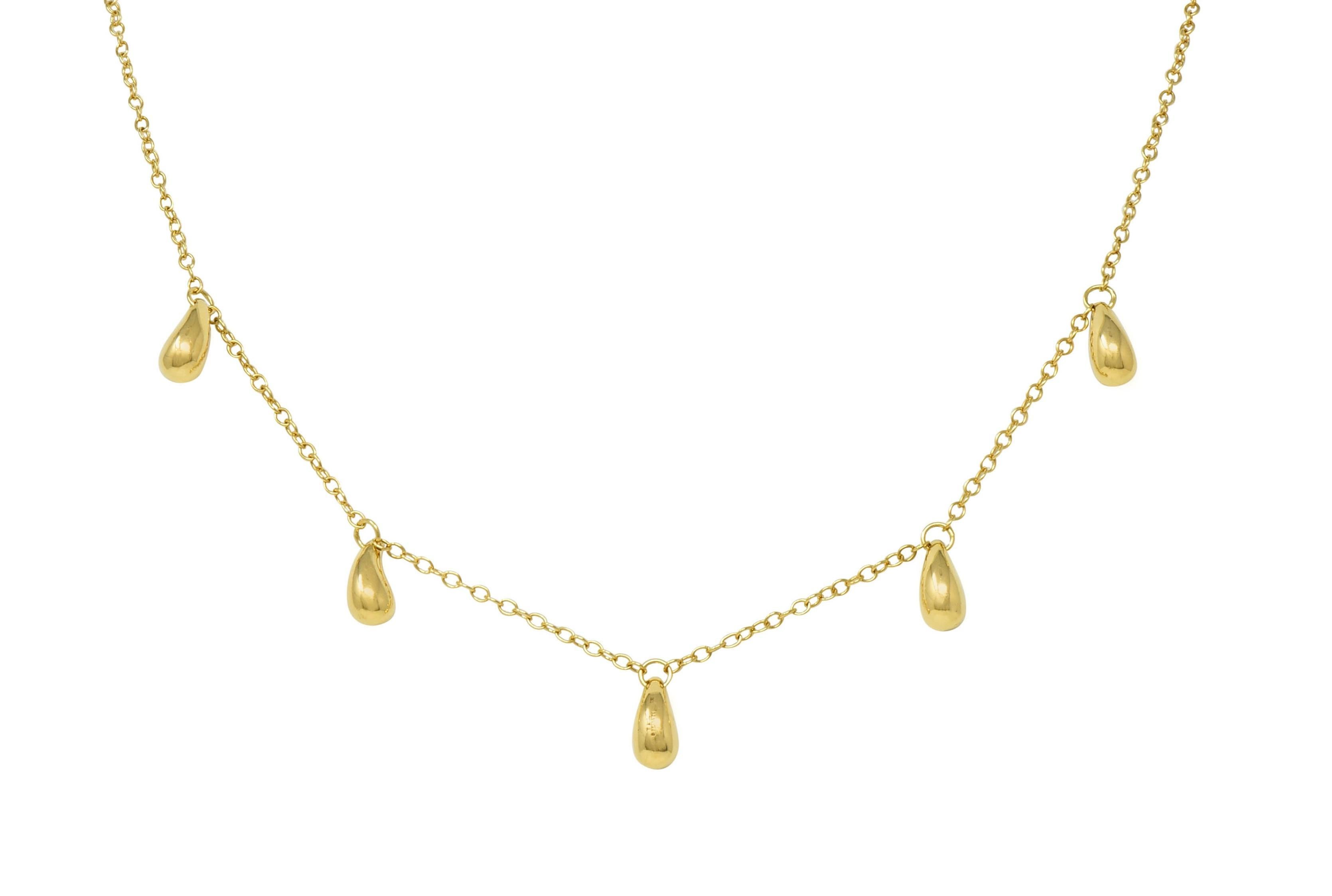 Elsa Peretti Tiffany & Co. 1990's 18 Karat Yellow Gold Vintage Teardrop Necklace 1