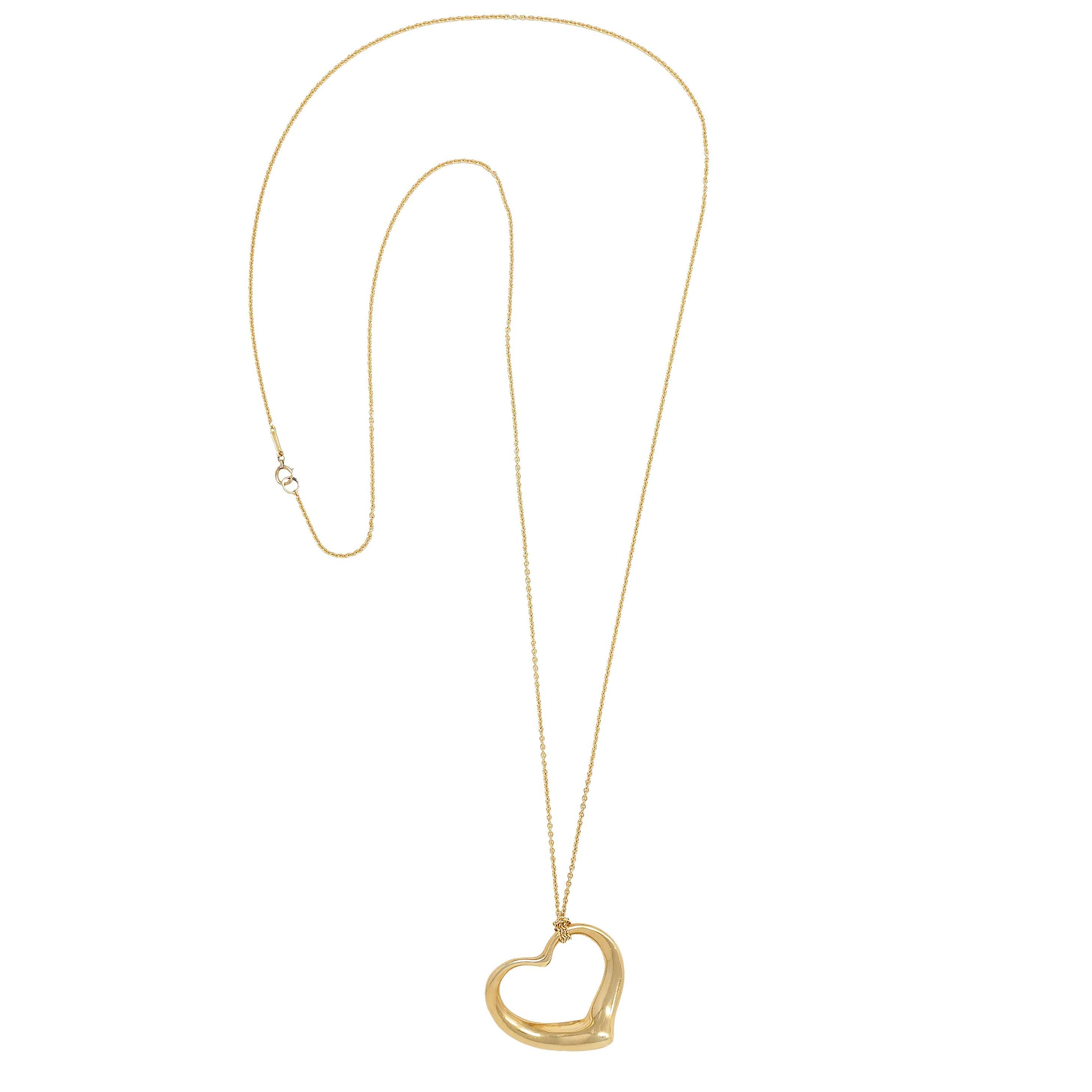 Elsa Peretti for Tiffany & Co. 1990's 18K Gold Vintage Open Heart Anhänger Halskette (Moderne) im Angebot