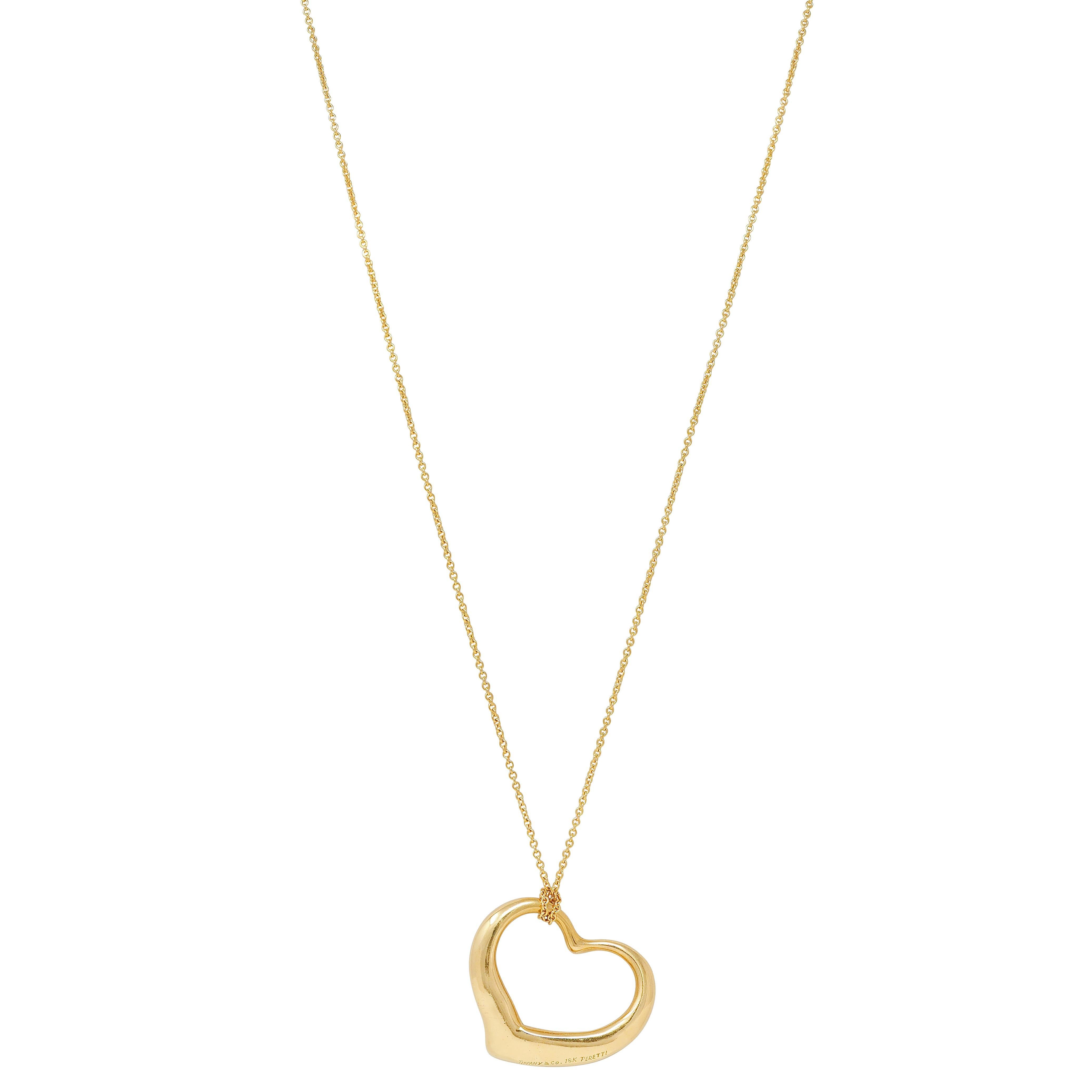 Elsa Peretti for Tiffany & Co. 1990's 18K Gold Vintage Open Heart Anhänger Halskette Damen im Angebot