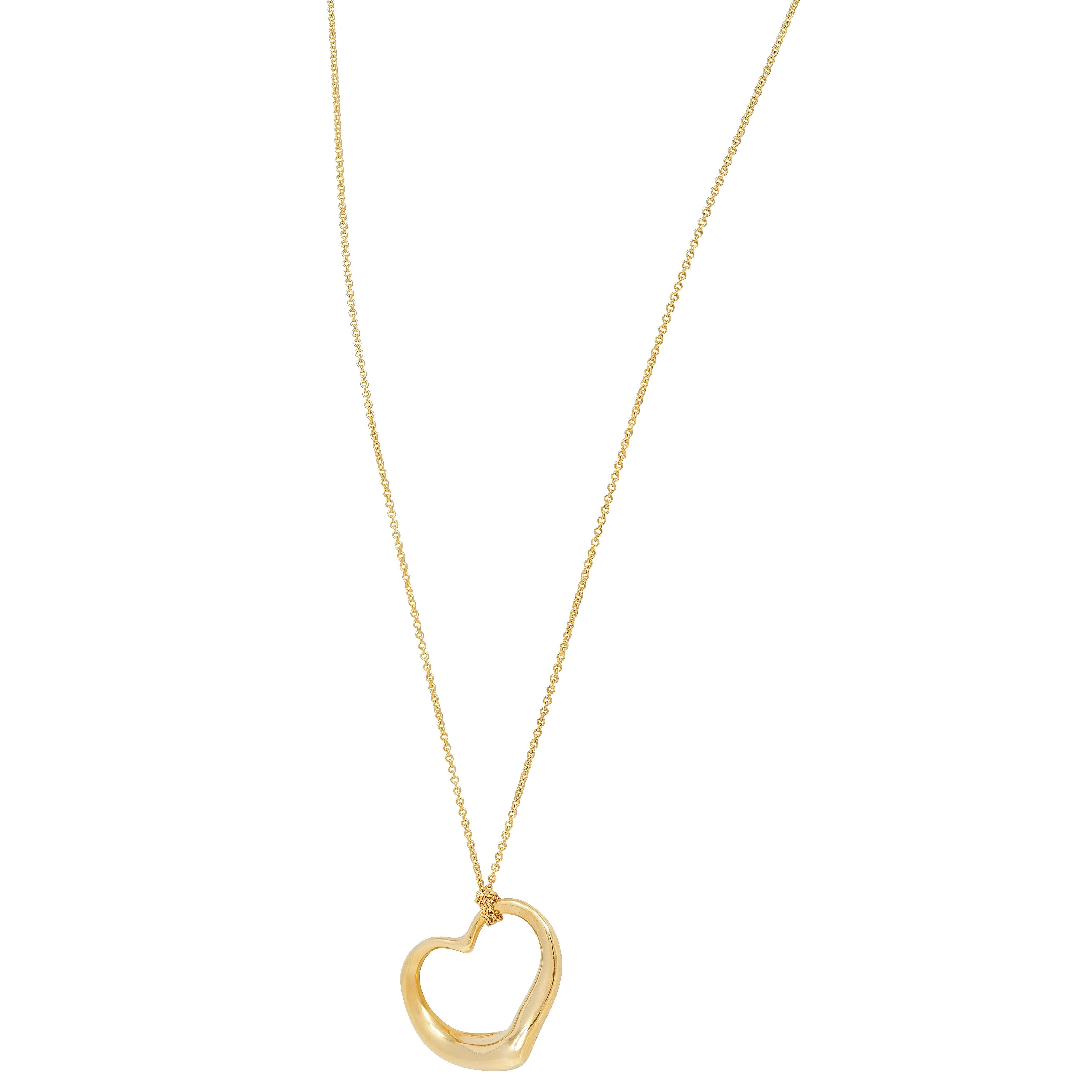 Elsa Peretti for Tiffany & Co. 1990's 18K Gold Vintage Open Heart Anhänger Halskette im Angebot 1