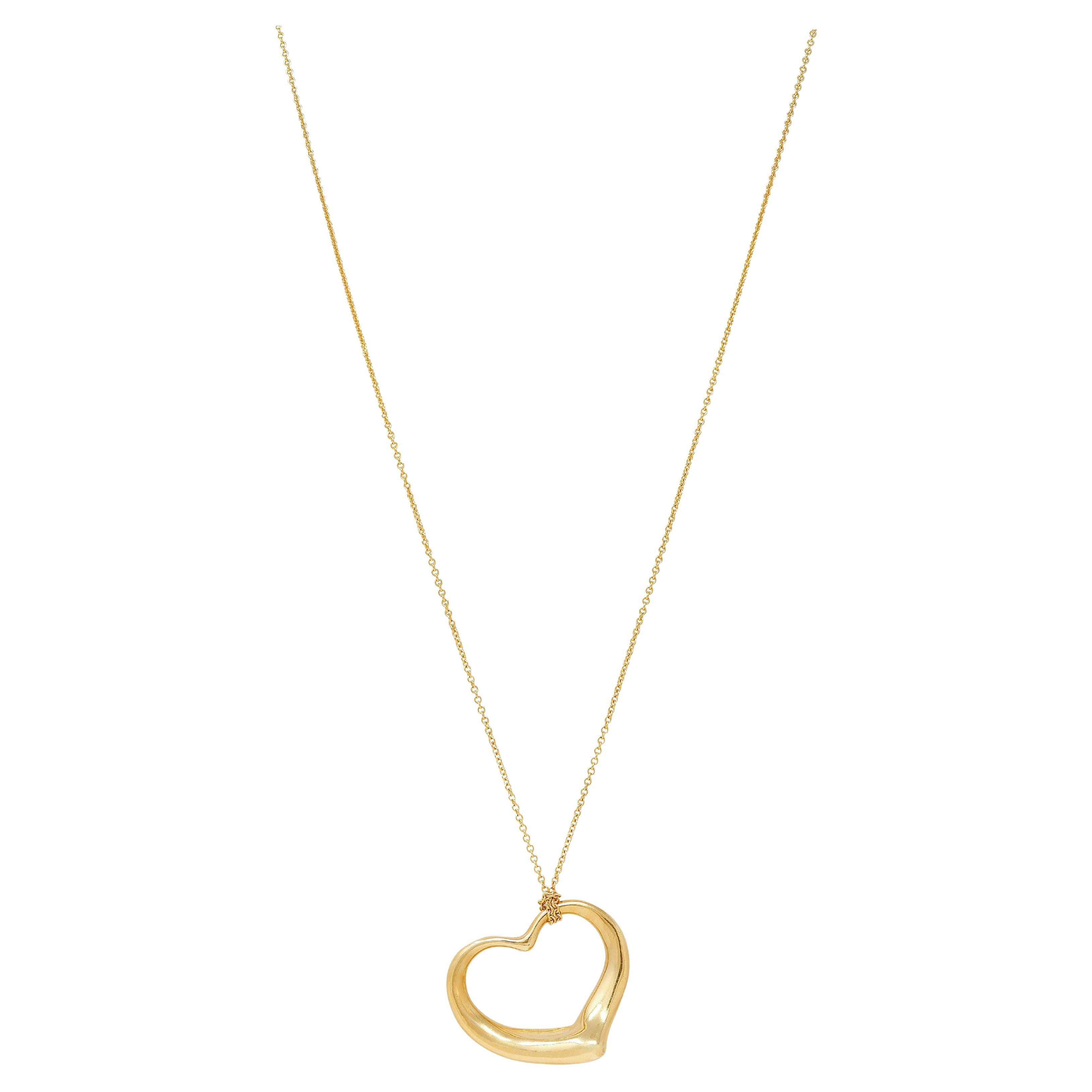 Elsa Peretti for Tiffany & Co. 1990's 18K Gold Vintage Open Heart Anhänger Halskette im Angebot