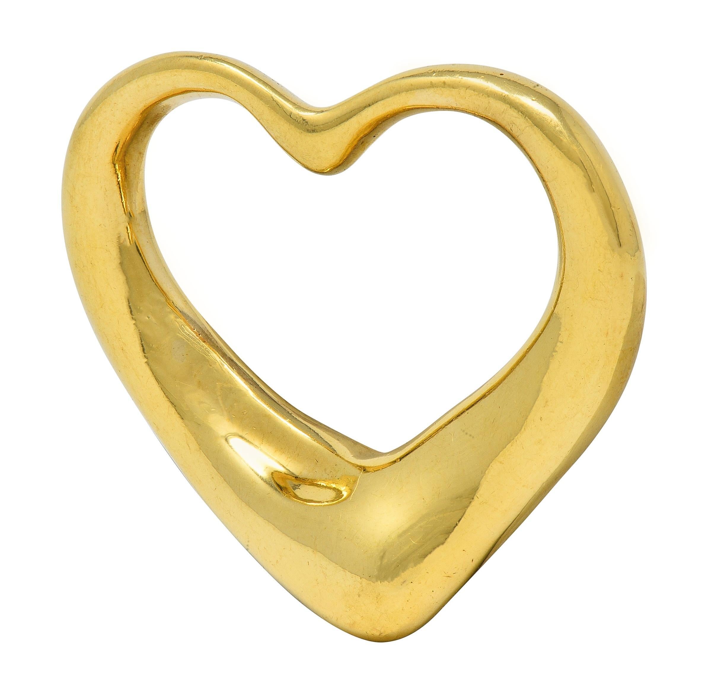 Elsa Peretti Tiffany & Co. 1990er Jahre 18K Gelbgold Vintage Open Heart Anhänger im Angebot 3