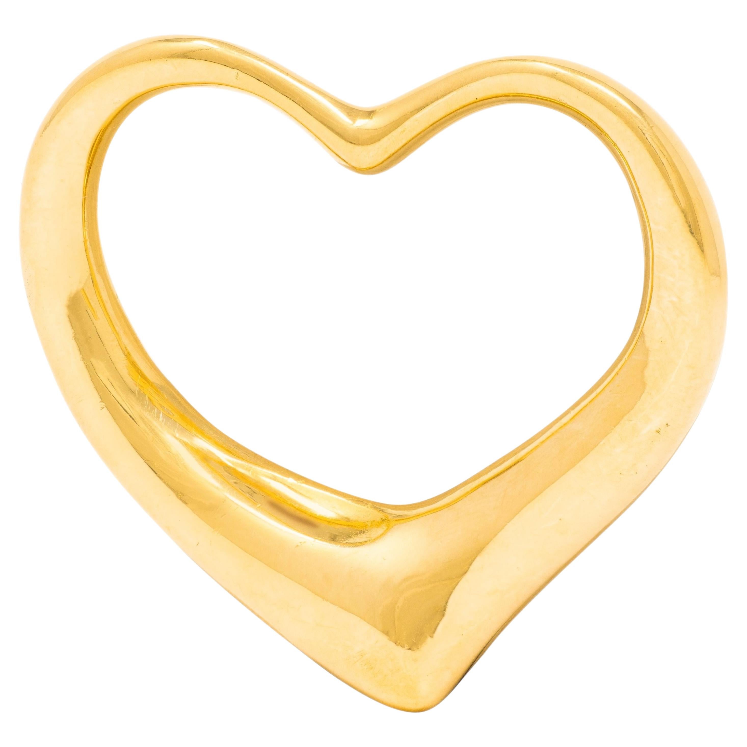 Elsa Peretti for Tiffany & Co. 1990, ciondolo a cuore aperto d'epoca in oro giallo 18 carati