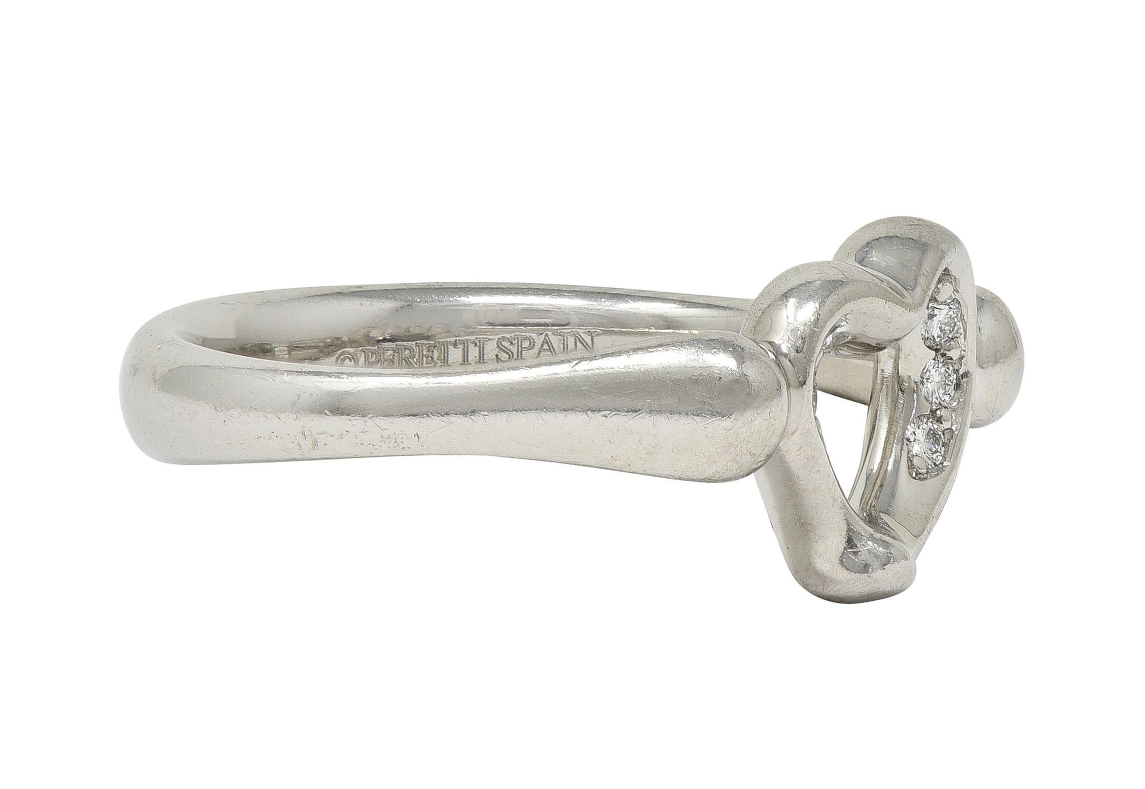 Contemporaneo Elsa Peretti for Tiffany & Co. anni '90 Anello a cuore aperto con diamante e platino in vendita