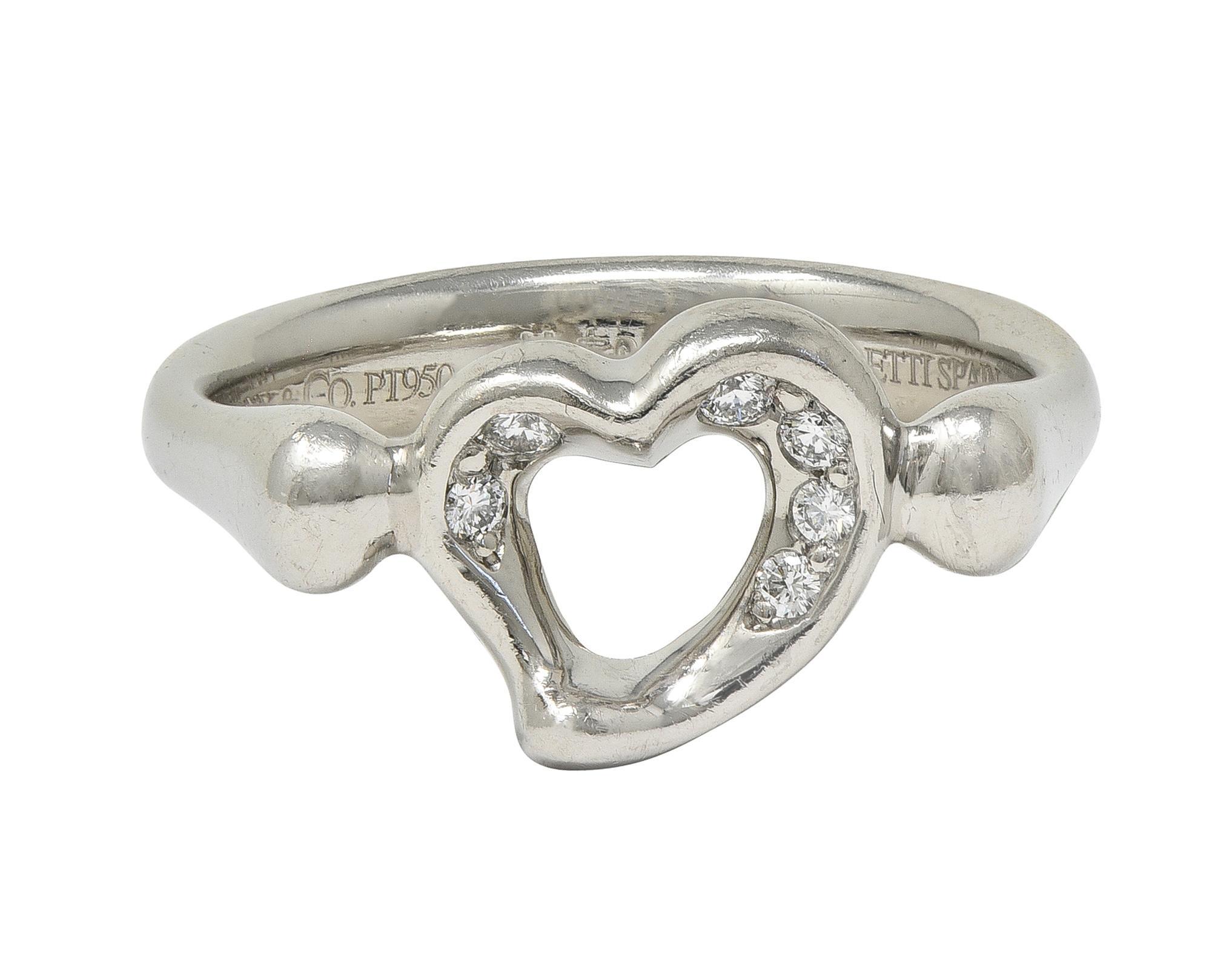 Elsa Peretti Tiffany & Co. 1990s's Diamond Platinum Open Heart Band Ring
