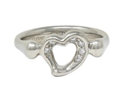 Elsa Peretti Tiffany & Co. 1990s's Diamond Platinum Open Heart Band Ring