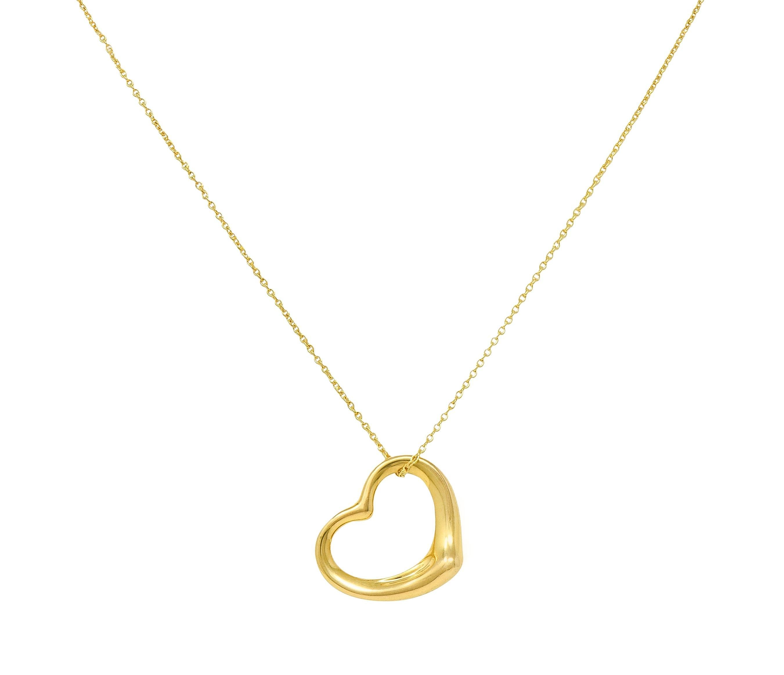 Elsa Peretti pour Tiffany & Co. 2000 Collier à pendentif en forme de cœur ouvert en or 18K en vente 5
