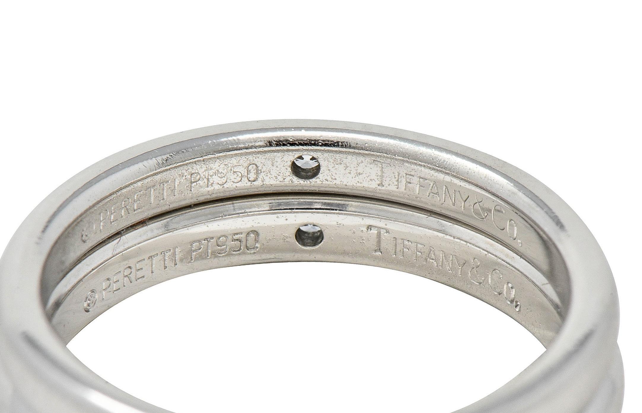 Women's or Men's Elsa Peretti Tiffany & Co. 2000's Diamond Platinum Stacked Flush Set Band Ring For Sale