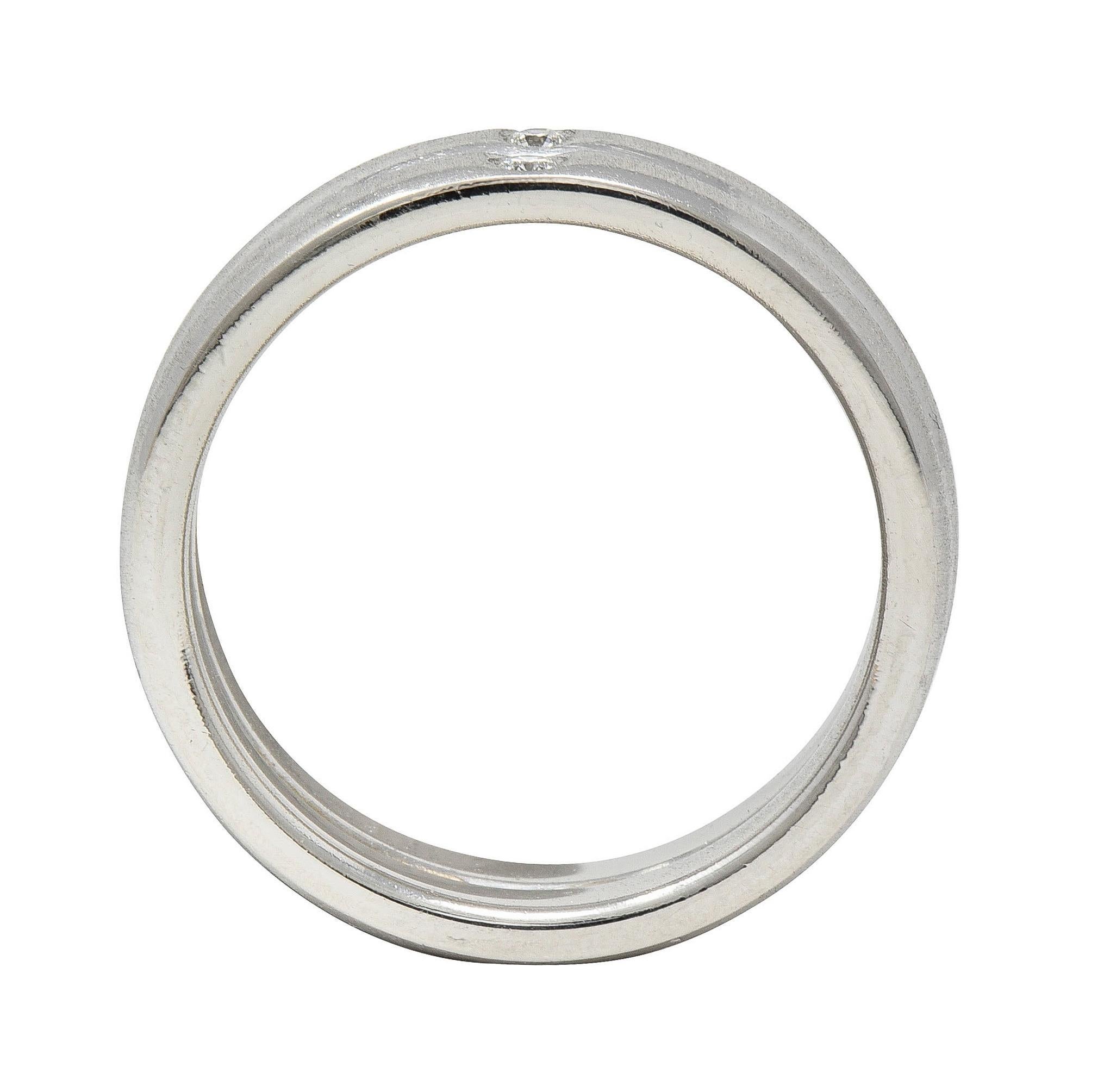 Elsa Peretti Tiffany & Co. 2000's Diamond Platinum Stacked Flush Set Band Ring For Sale 1