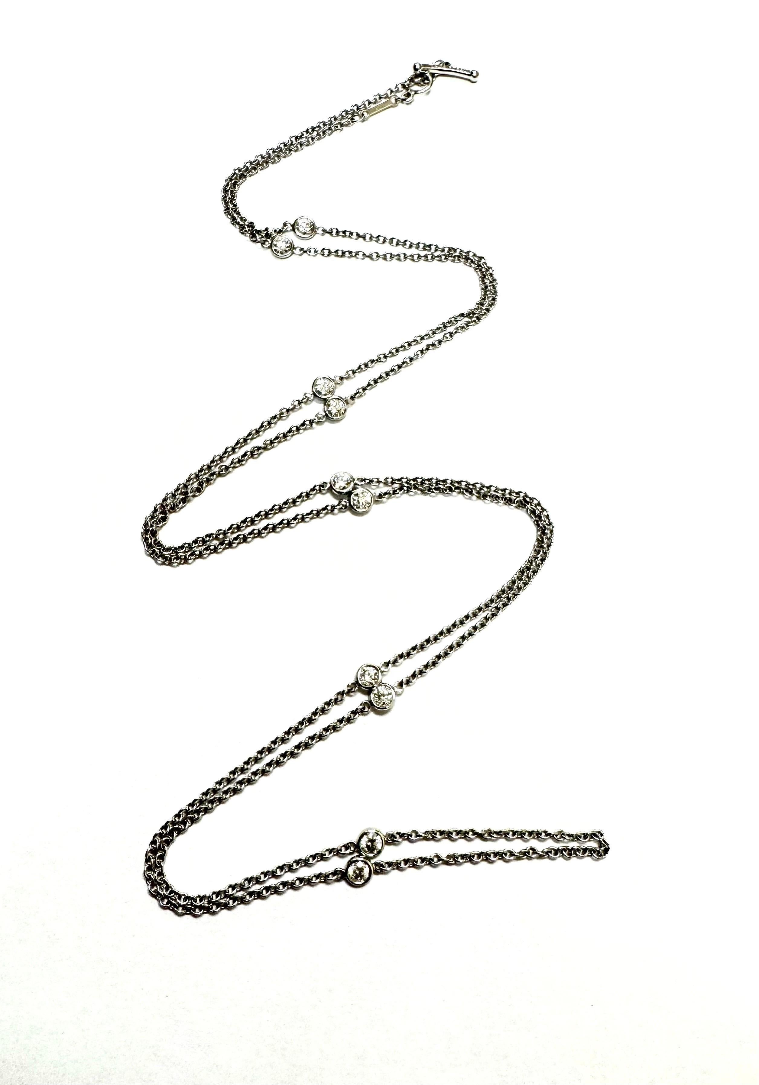 Moderno Elsa Peretti for Tiffany & Co. 30 Inch Diamonds By the Yard Collana in platino in vendita