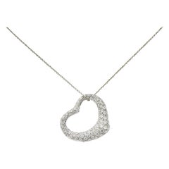 Elsa Peretti Tiffany & Co. 3.00 Carat Diamond Platinum Open Heart Necklace