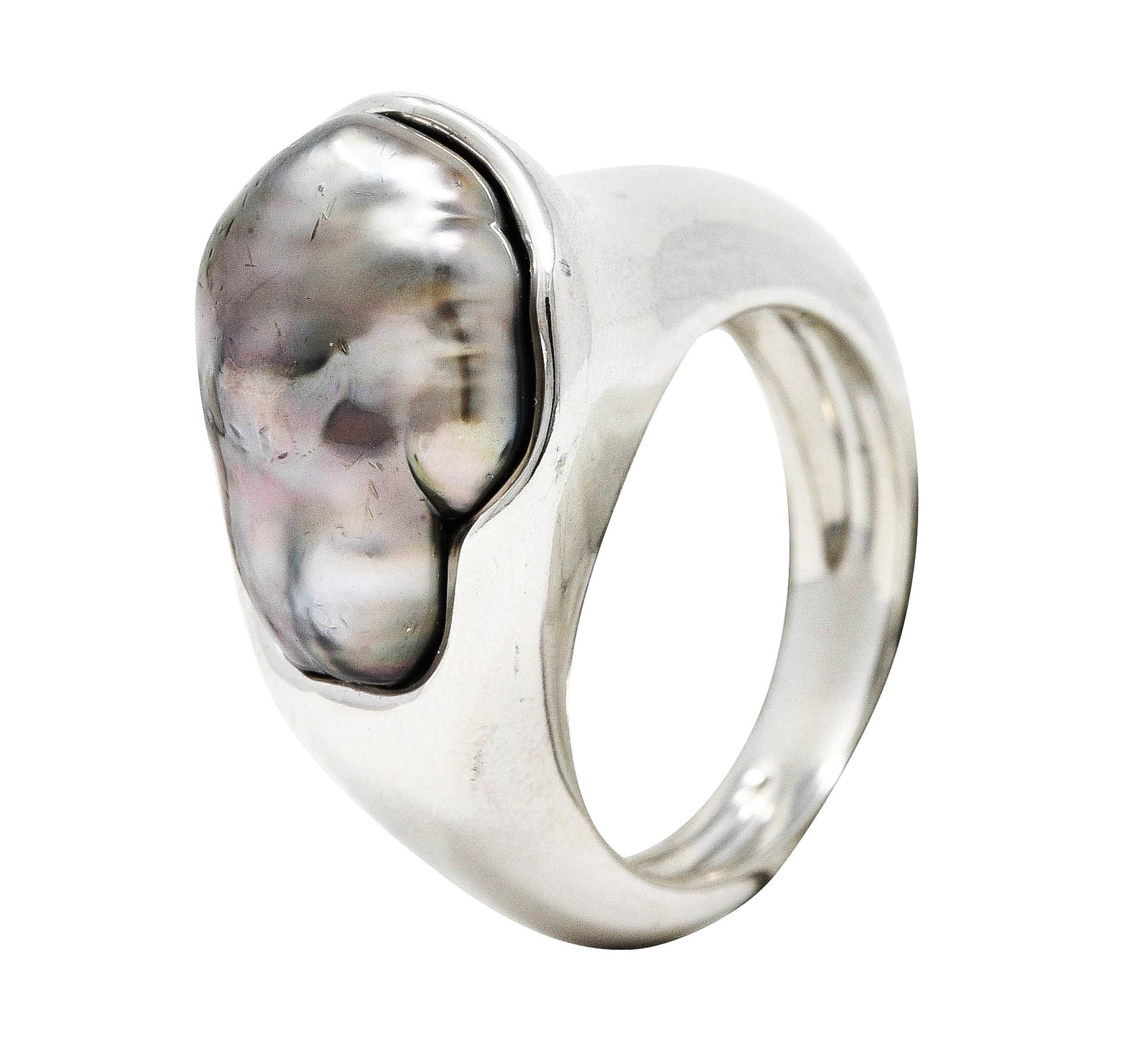 Elsa Peretti Tiffany & Co. Baroque Tahitian Pearl Platinum Ring 3