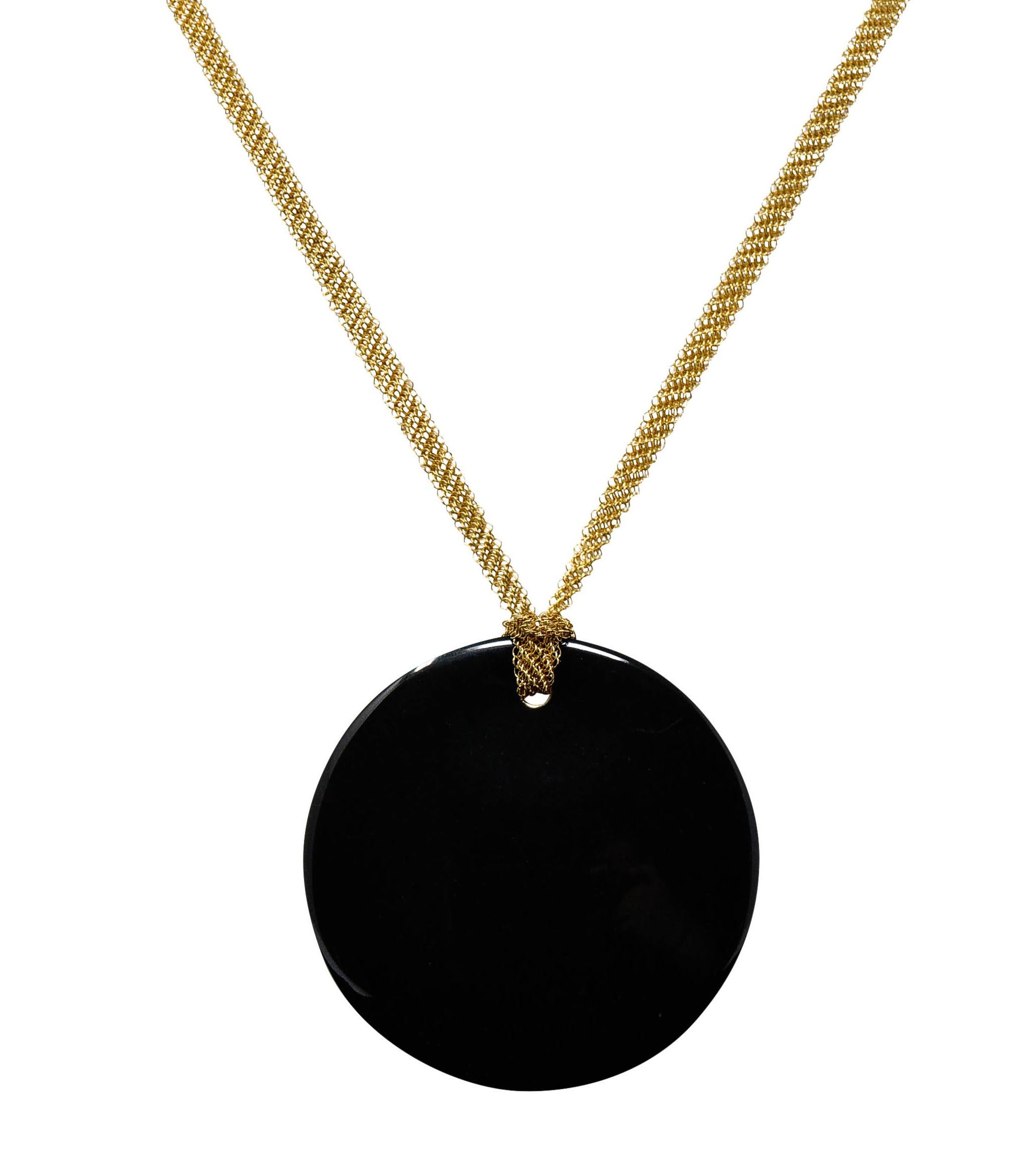Elsa Peretti Tiffany & Co. Black Nephrite Jade 18 Karat Gold Touchstone Necklace 1
