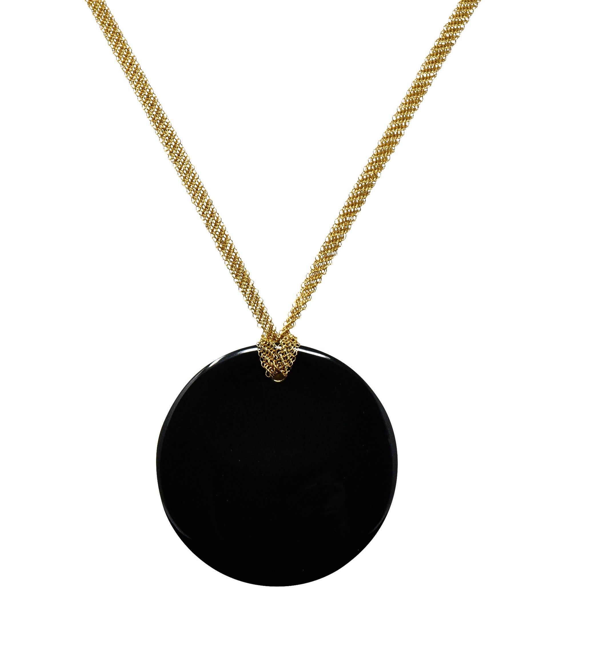 Contemporary Elsa Peretti Tiffany & Co. Black Nephrite Jade 18 Karat Gold Touchstone Necklace