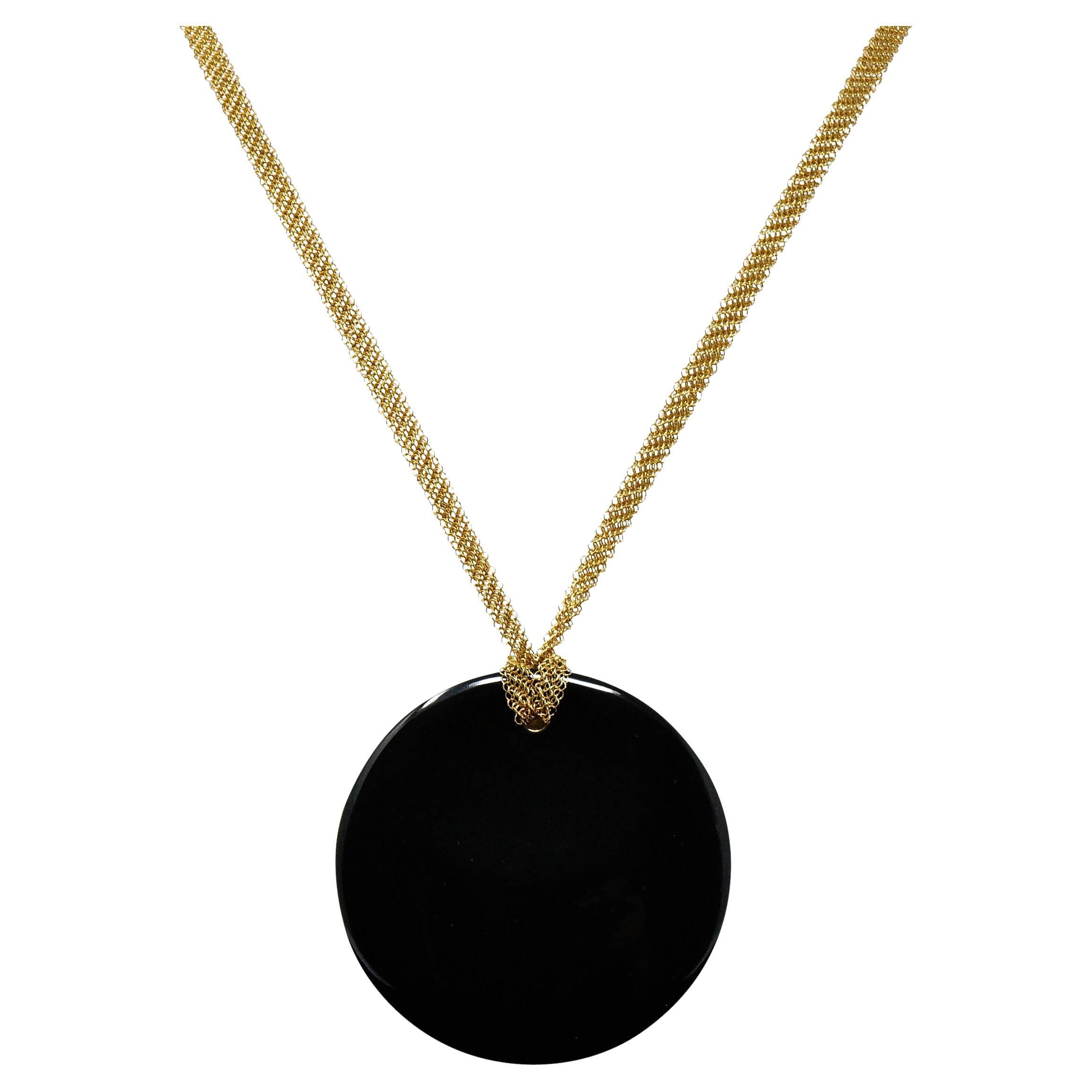 Elsa Peretti Tiffany & Co. Black Nephrite Jade 18 Karat Gold Touchstone Necklace