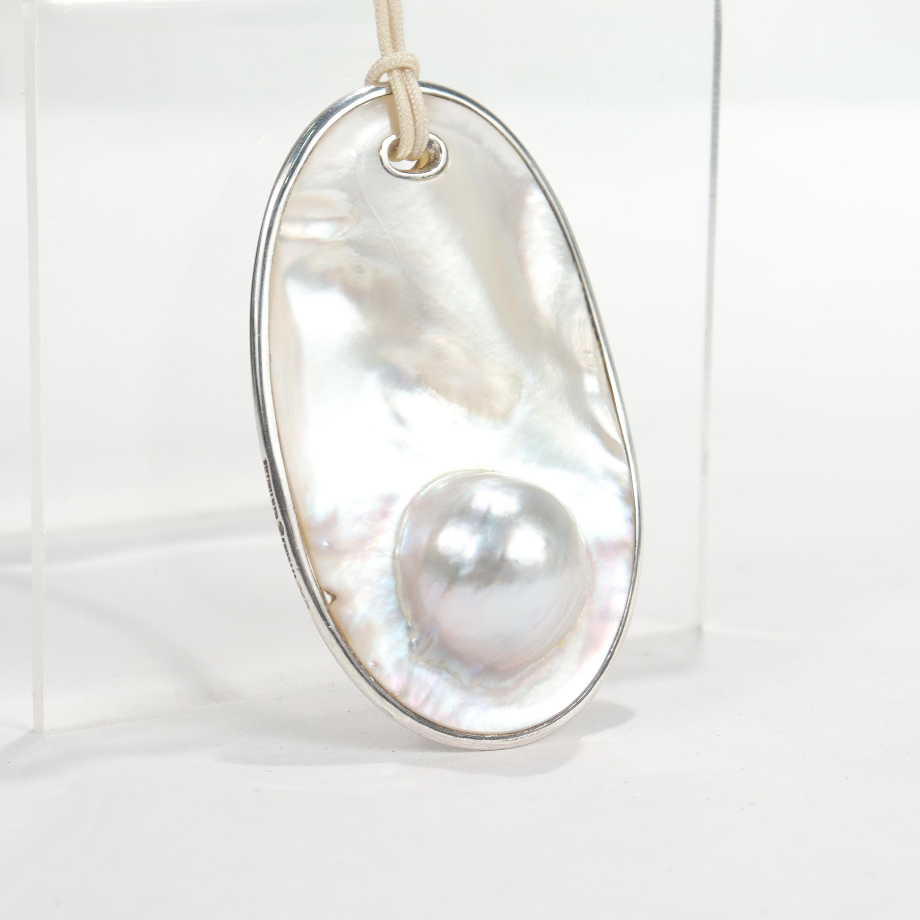 Elsa Peretti Tiffany & Co. Blister Pearl & Sterling Silver Pendant Necklace 5