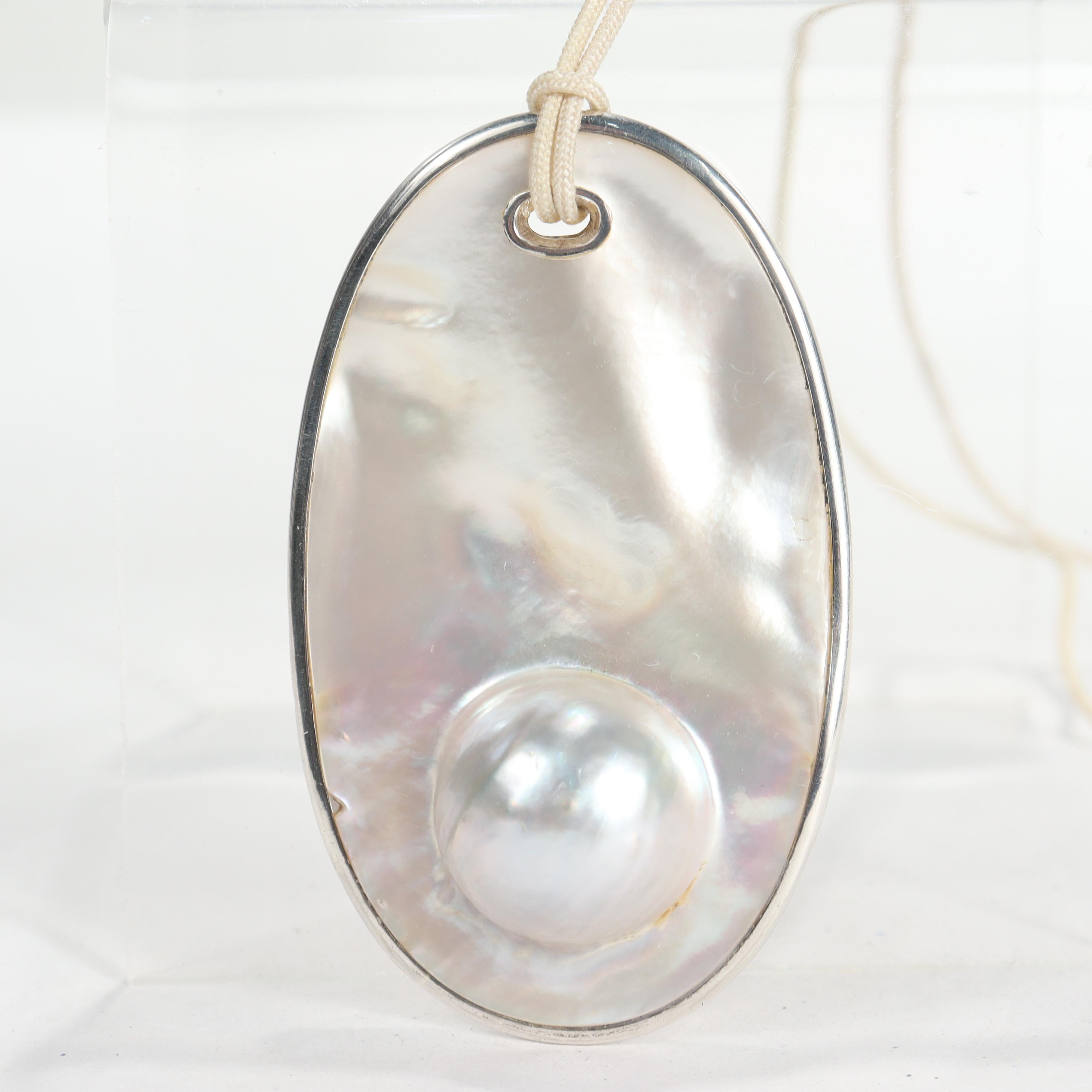 Elsa Peretti Tiffany & Co. Blister Pearl & Sterling Silver Pendant Necklace 6