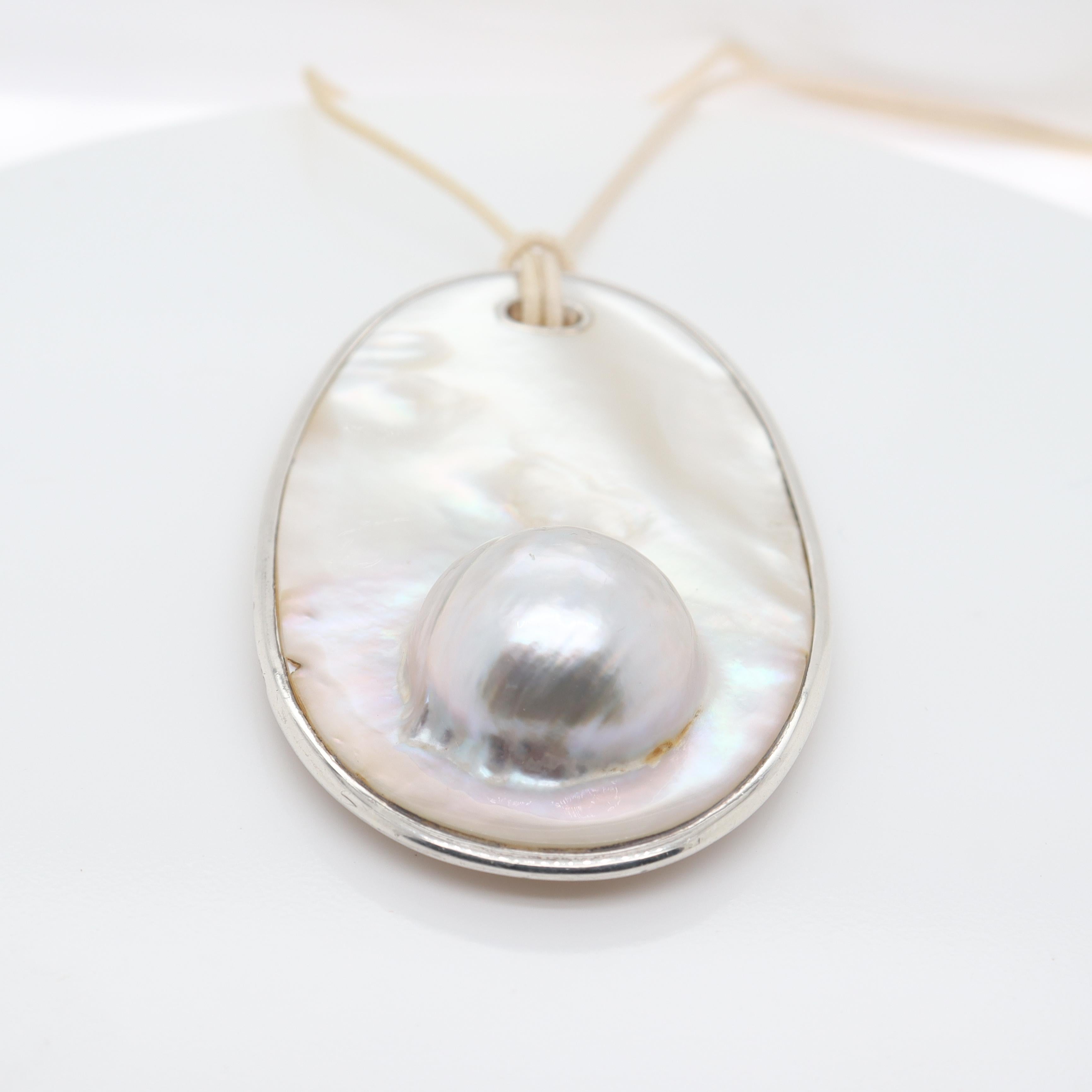 Elsa Peretti Tiffany & Co. Blister Pearl & Sterling Silver Pendant Necklace 7