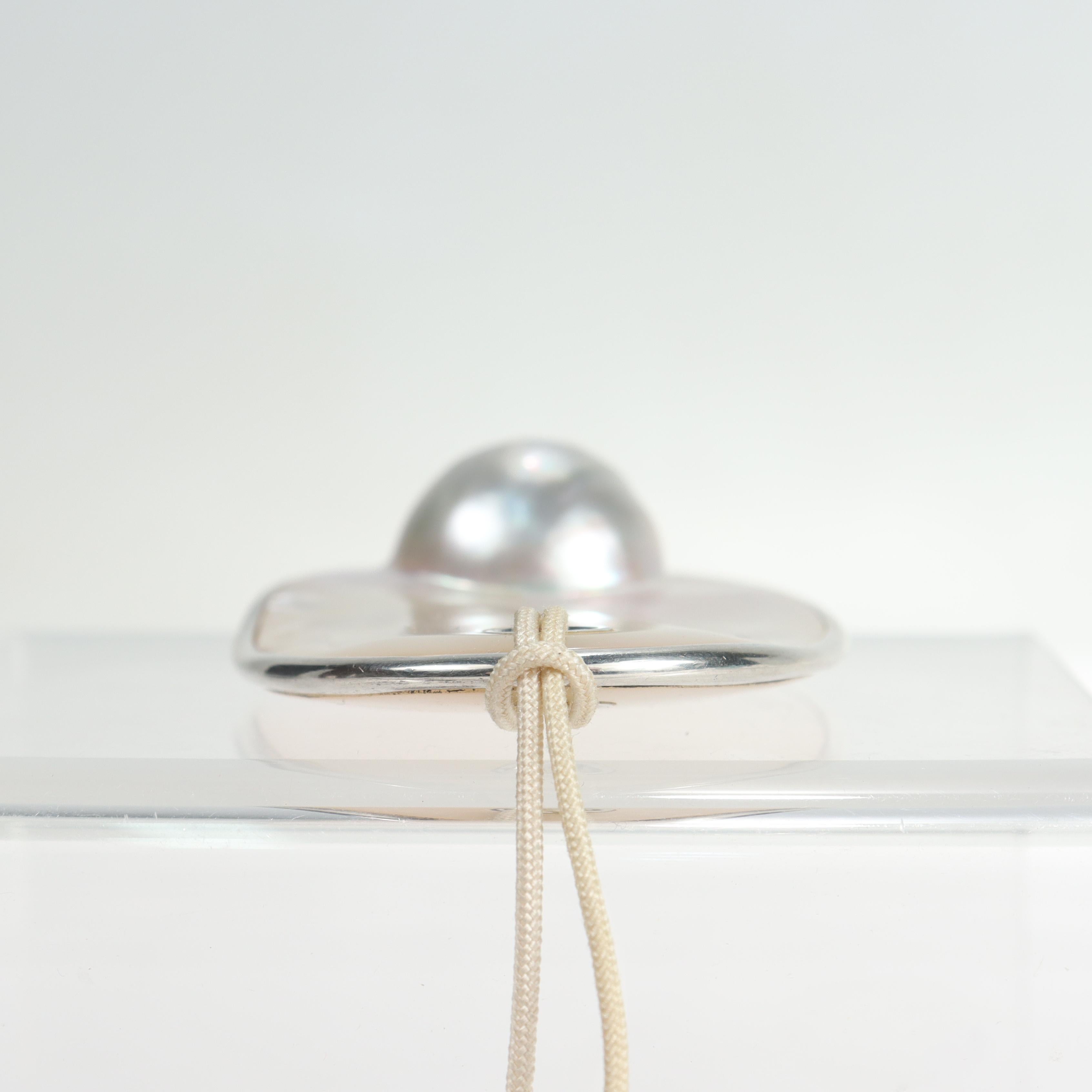 Elsa Peretti Tiffany & Co. Blister Pearl & Sterling Silver Pendant Necklace 10