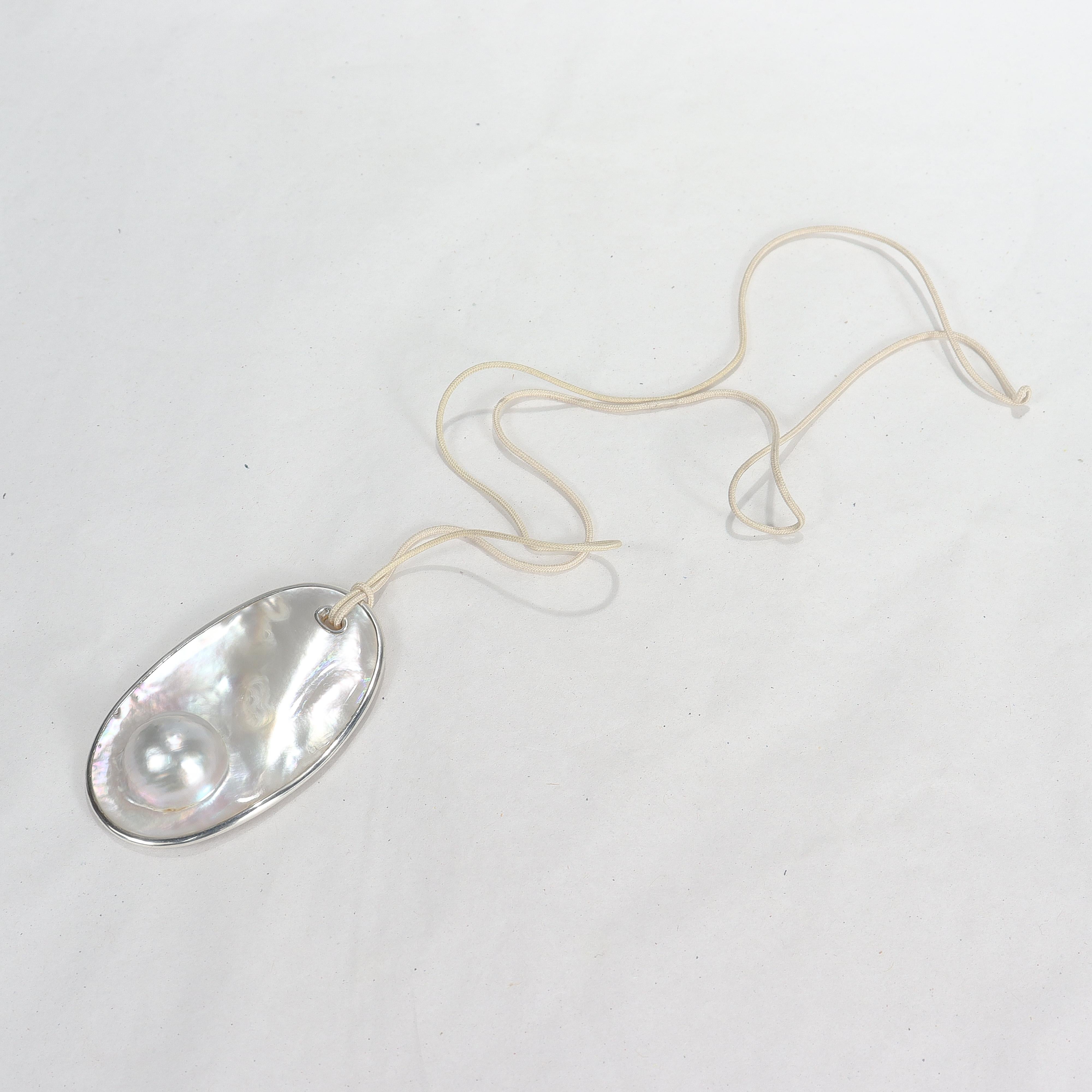 Modern Elsa Peretti Tiffany & Co. Blister Pearl & Sterling Silver Pendant Necklace