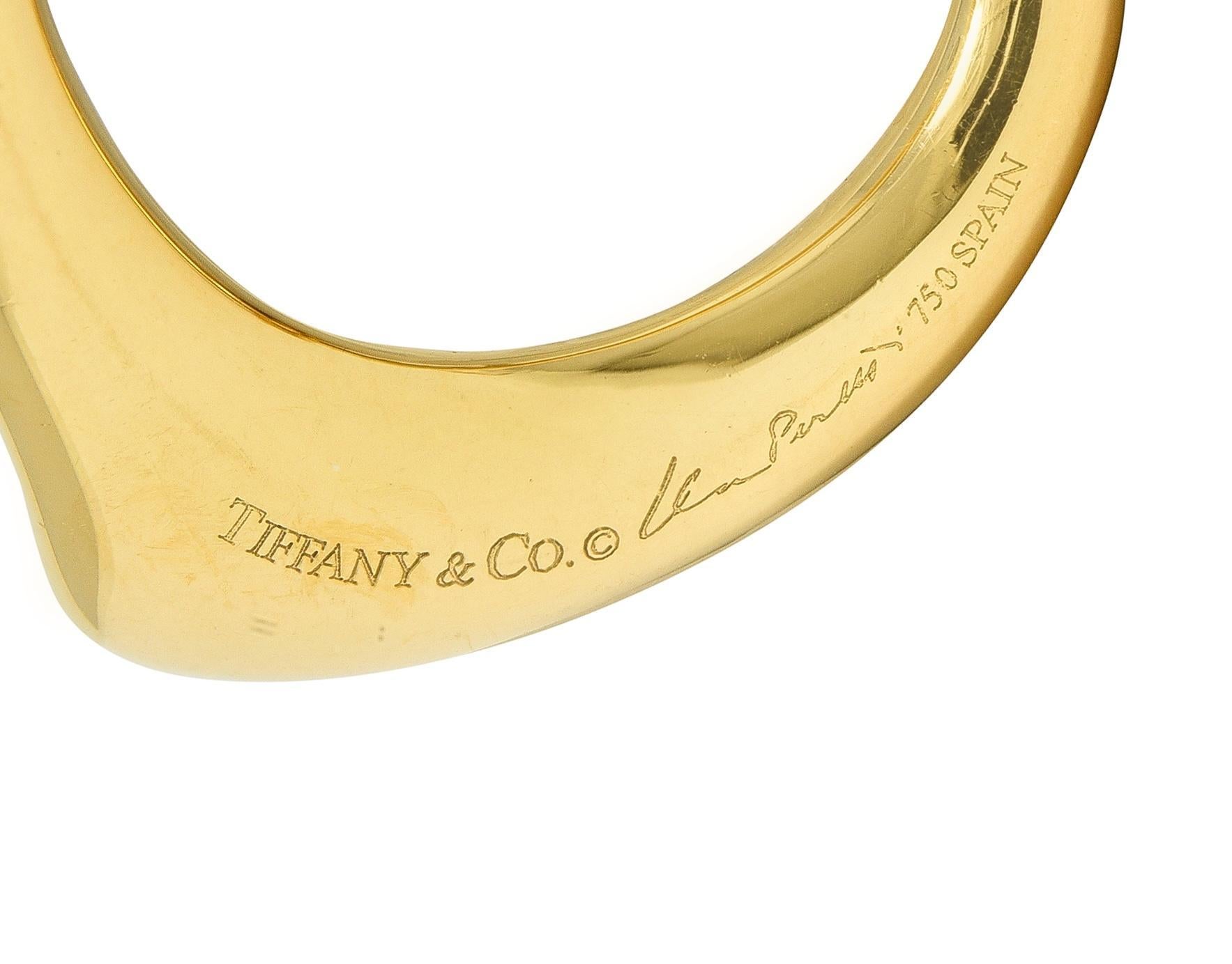Women's or Men's Elsa Peretti Tiffany & Co. Diamond 18 Karat Gold Open Heart Pendant Necklace For Sale
