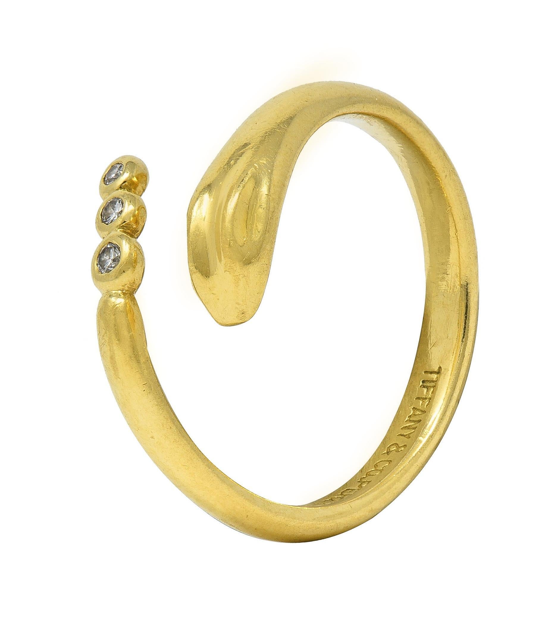 Elsa Peretti Tiffany & Co. Diamant 18 Karat Gelbgold Schlangen- Bypass-Ring mit Diamant (Brillantschliff)