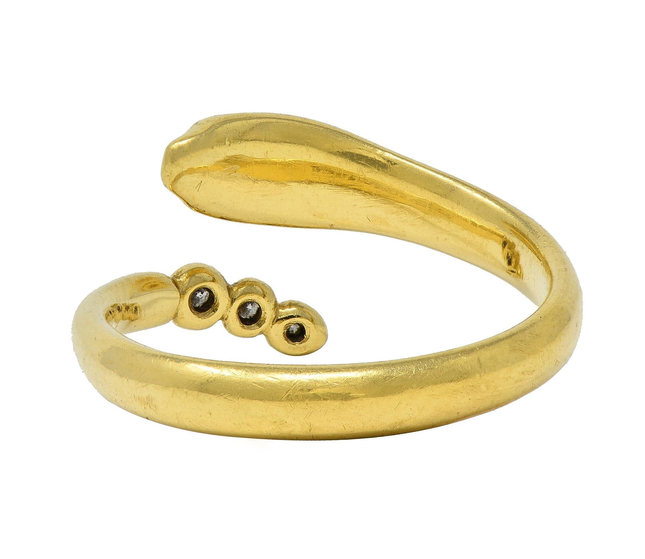Elsa Peretti Tiffany & Co. Diamant 18 Karat Gelbgold Schlangen- Bypass-Ring mit Diamant im Zustand „Hervorragend“ in Philadelphia, PA