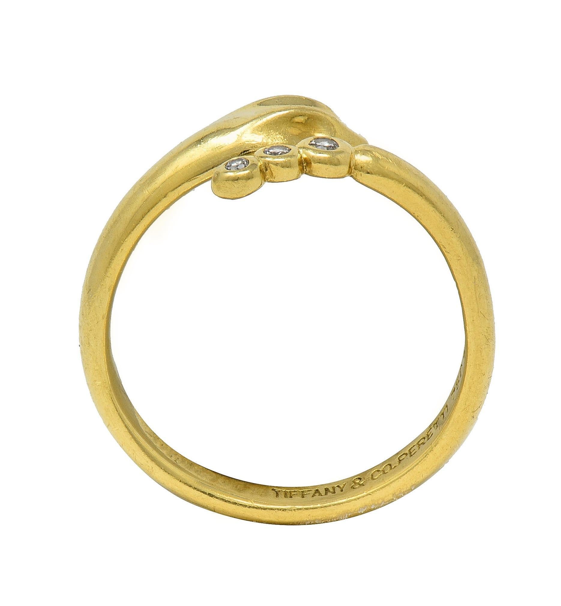 Elsa Peretti Tiffany & Co. Diamant 18 Karat Gelbgold Schlangen- Bypass-Ring mit Diamant für Damen oder Herren