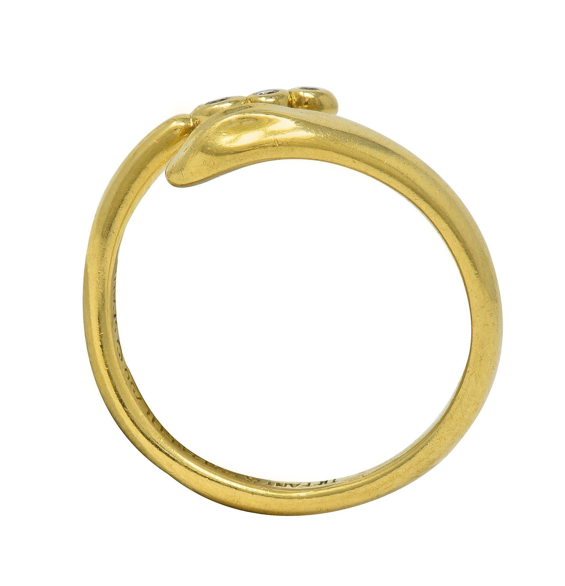 Elsa Peretti Tiffany & Co. Diamant 18 Karat Gelbgold Schlangen- Bypass-Ring mit Diamant 3