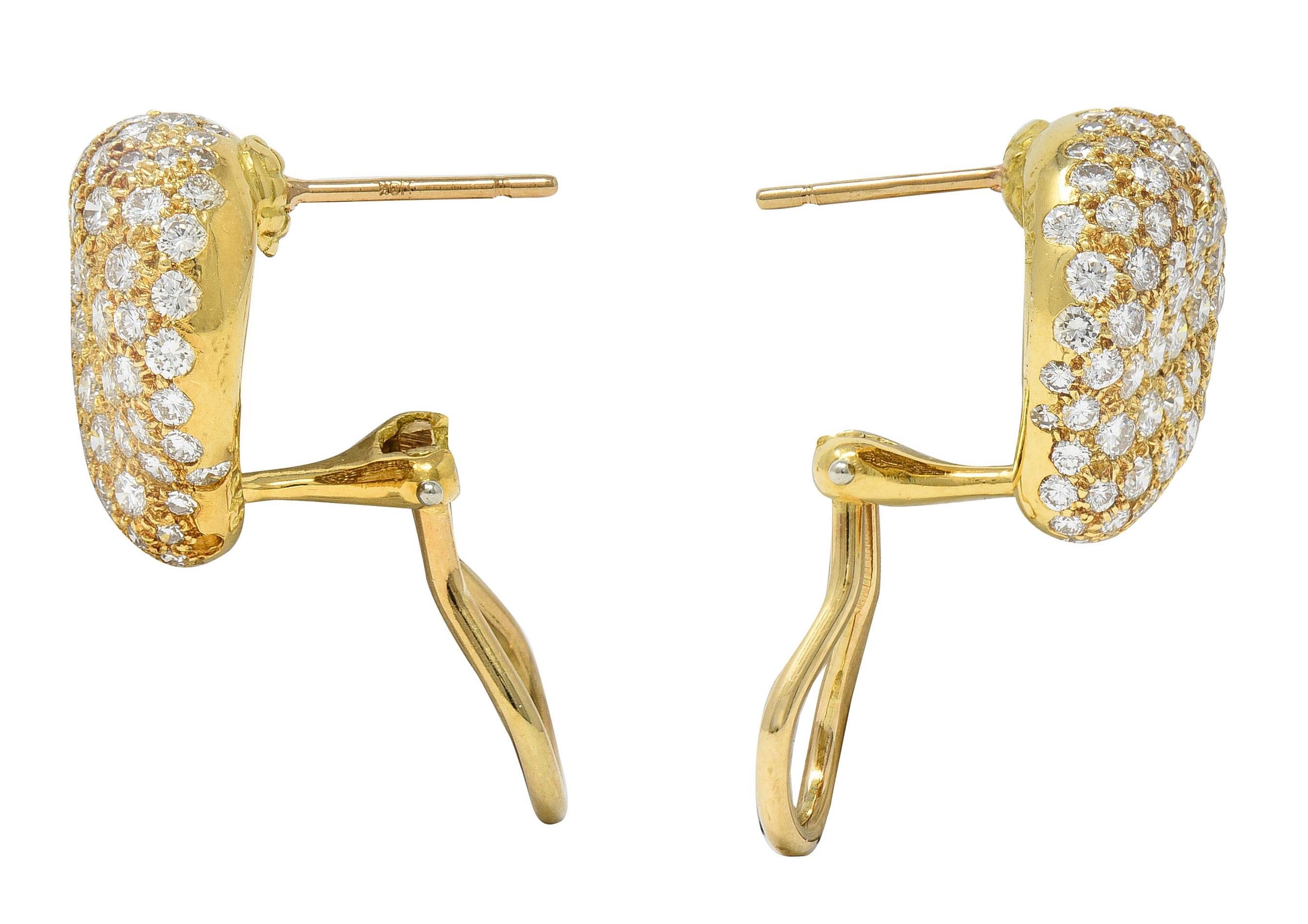 Elsa Peretti Tiffany & Co. Diamond 18K Gold Vintage Pavé Thumbprint Earrings For Sale 2