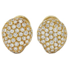 Elsa Peretti Tiffany & Co. Diamond 18K Gold Vintage Pavé Thumbprint Earrings