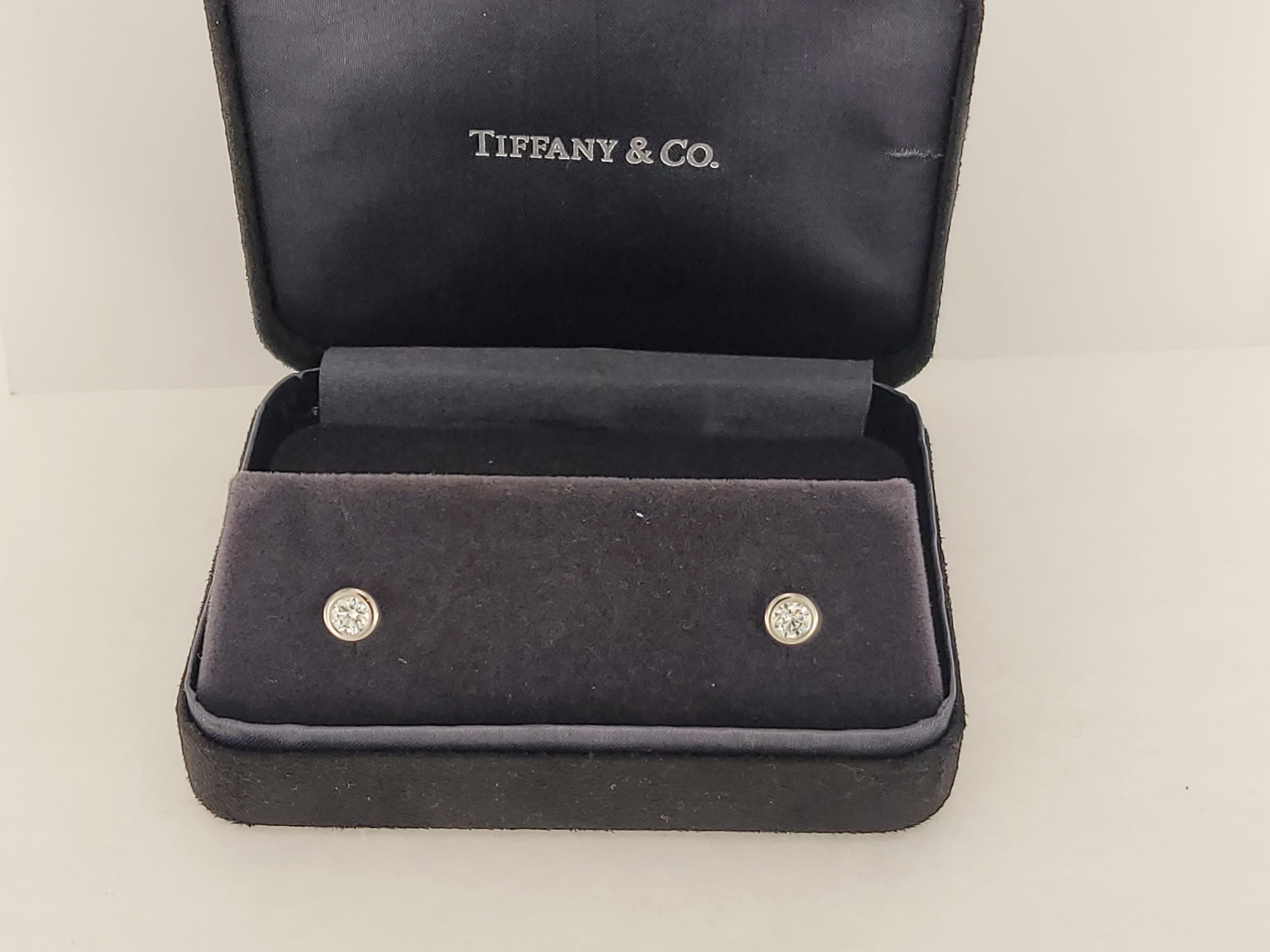 Boucles d'oreilles Elsa Peretti Tiffany & co en platine et diamants Excellent état - En vente à New York, NY