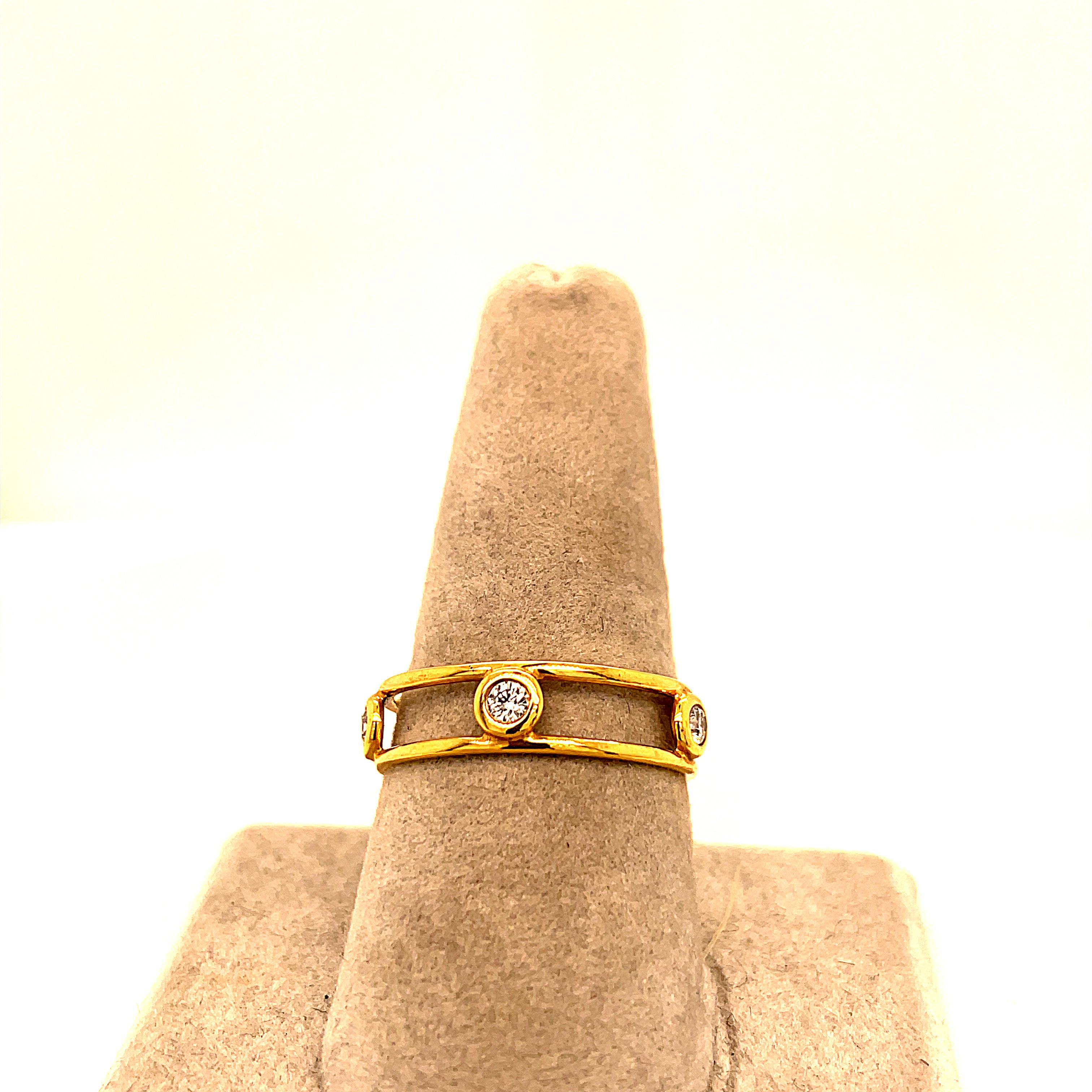 Round Cut Elsa Peretti Tiffany & Co. Diamond Gold Ring For Sale