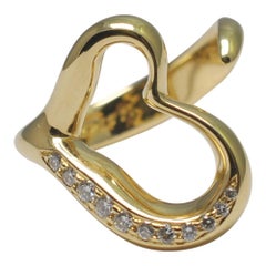 Elsa Peretti Tiffany & Co. Diamond Open Heart Gold Ring