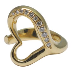 Elsa Peretti Tiffany & Co. Diamond Open Heart Gold Ring