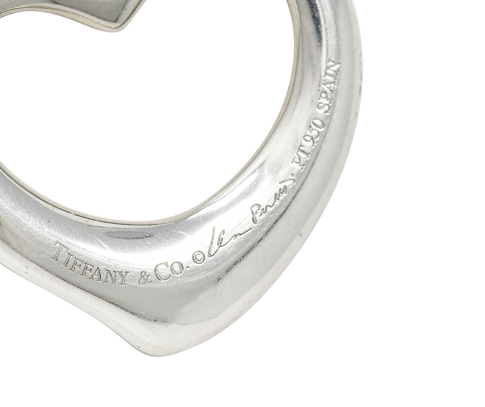 Elsa Peretti Tiffany & Co. Diamond Platinum Open Heart Pendant Necklace 2