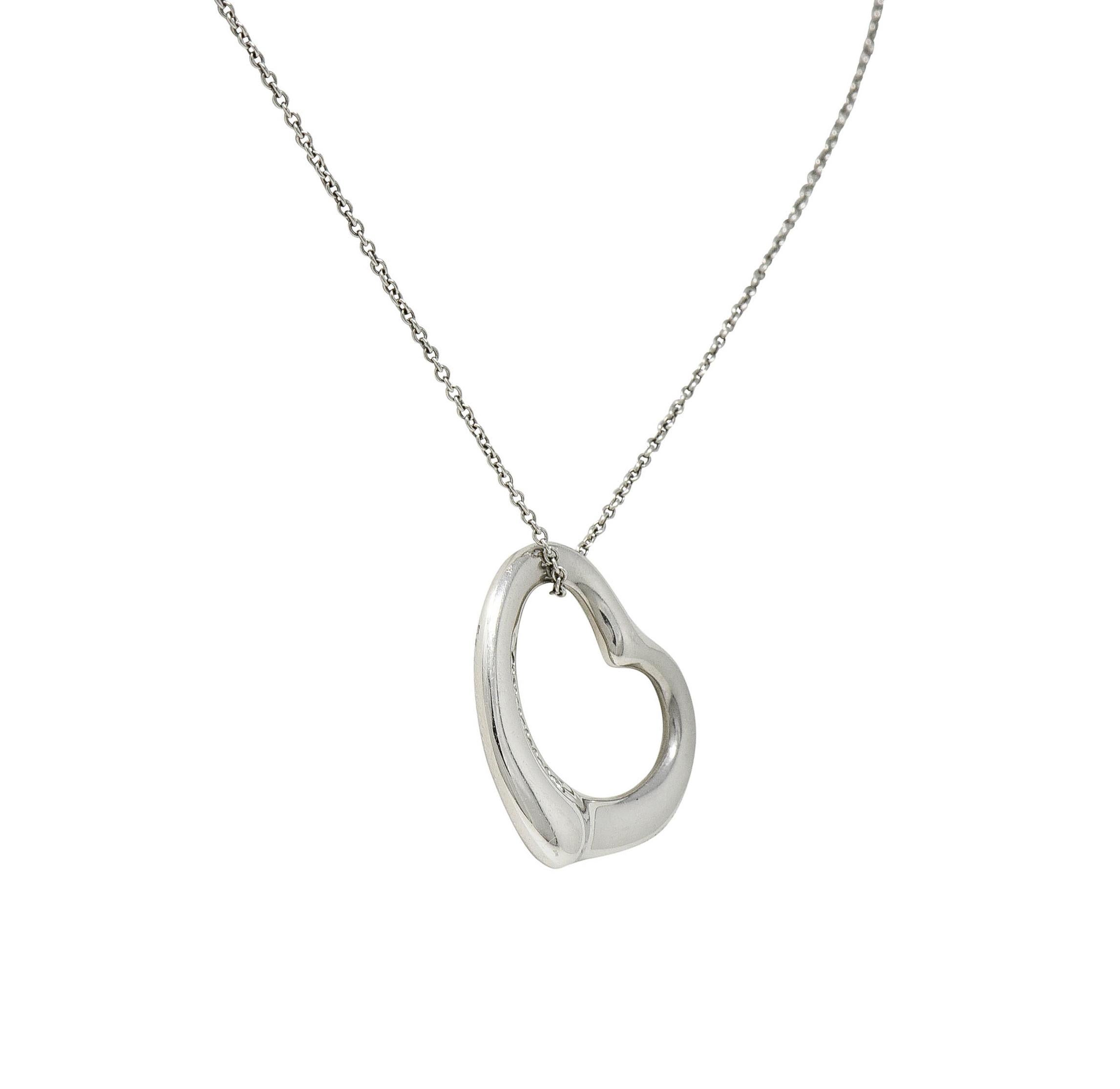 Contemporary Elsa Peretti Tiffany & Co. Diamond Platinum Open Heart Pendant Necklace