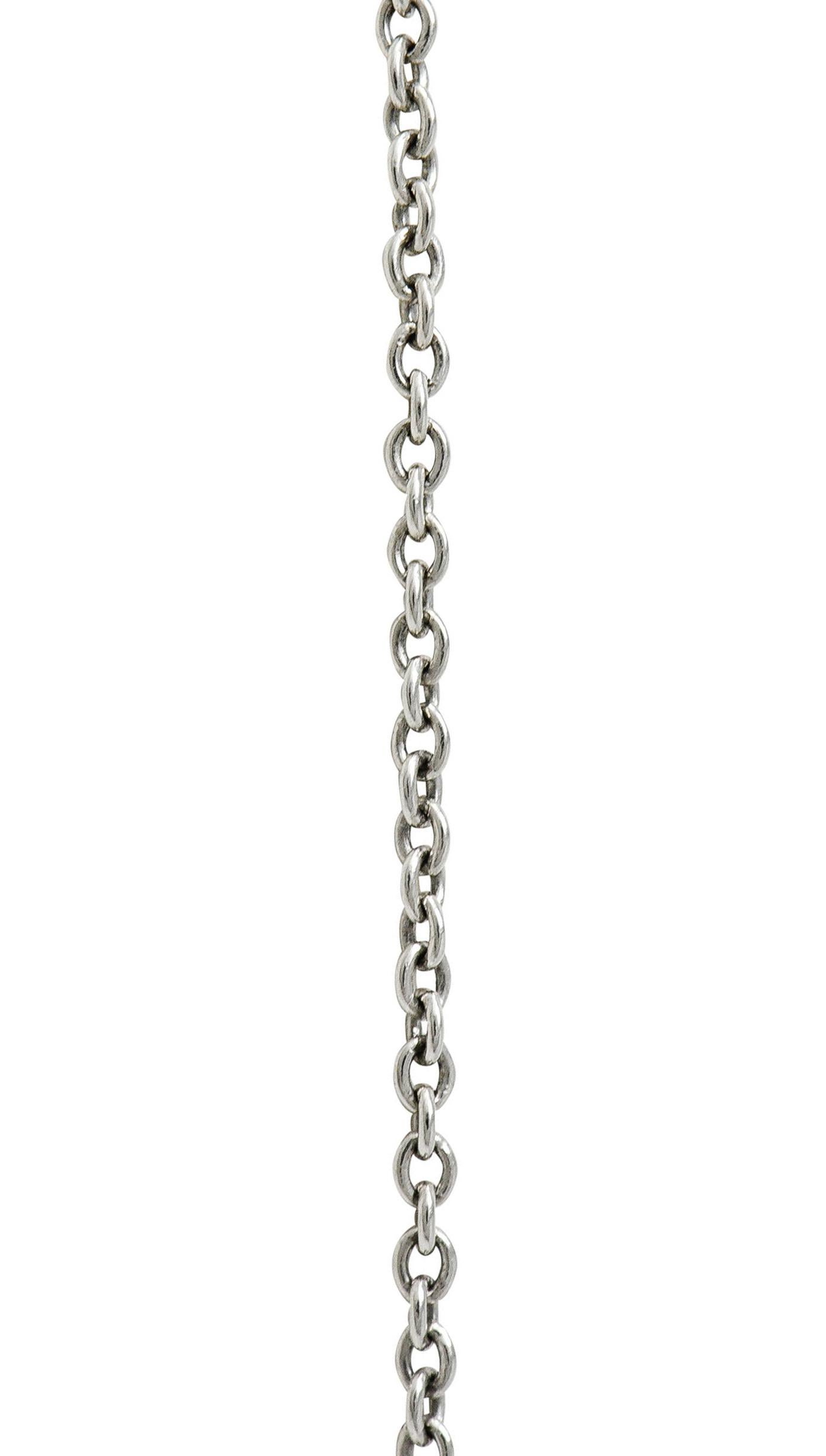 Brilliant Cut Elsa Peretti Tiffany & Co. Diamond Platinum Open Heart Pendant Necklace